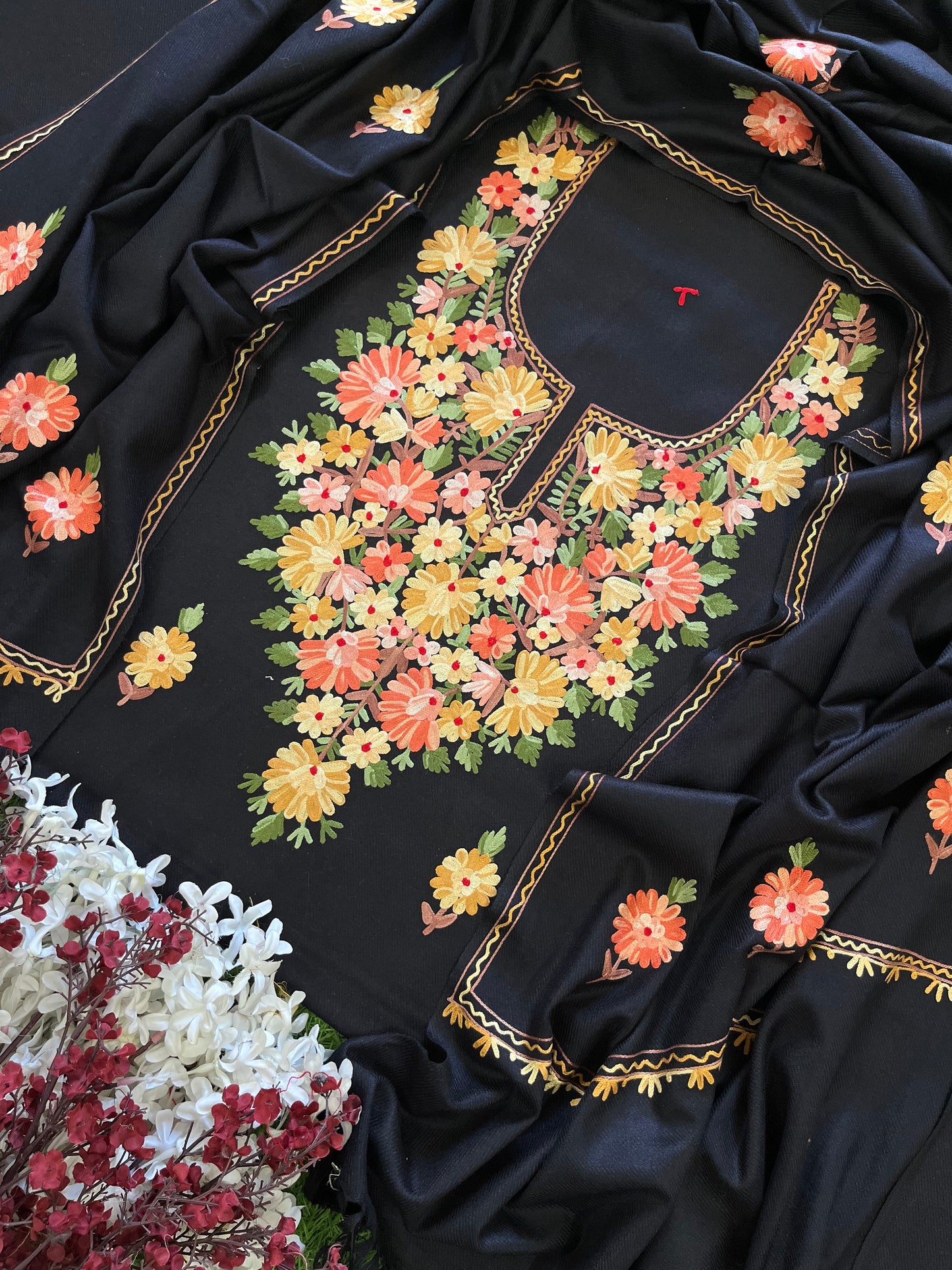 Black Woollen Aari Embroidered 3pc suit