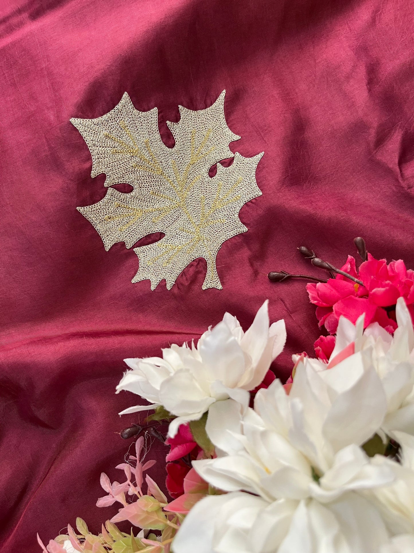 Red Sanam’ Tilla Embroidered Suit material