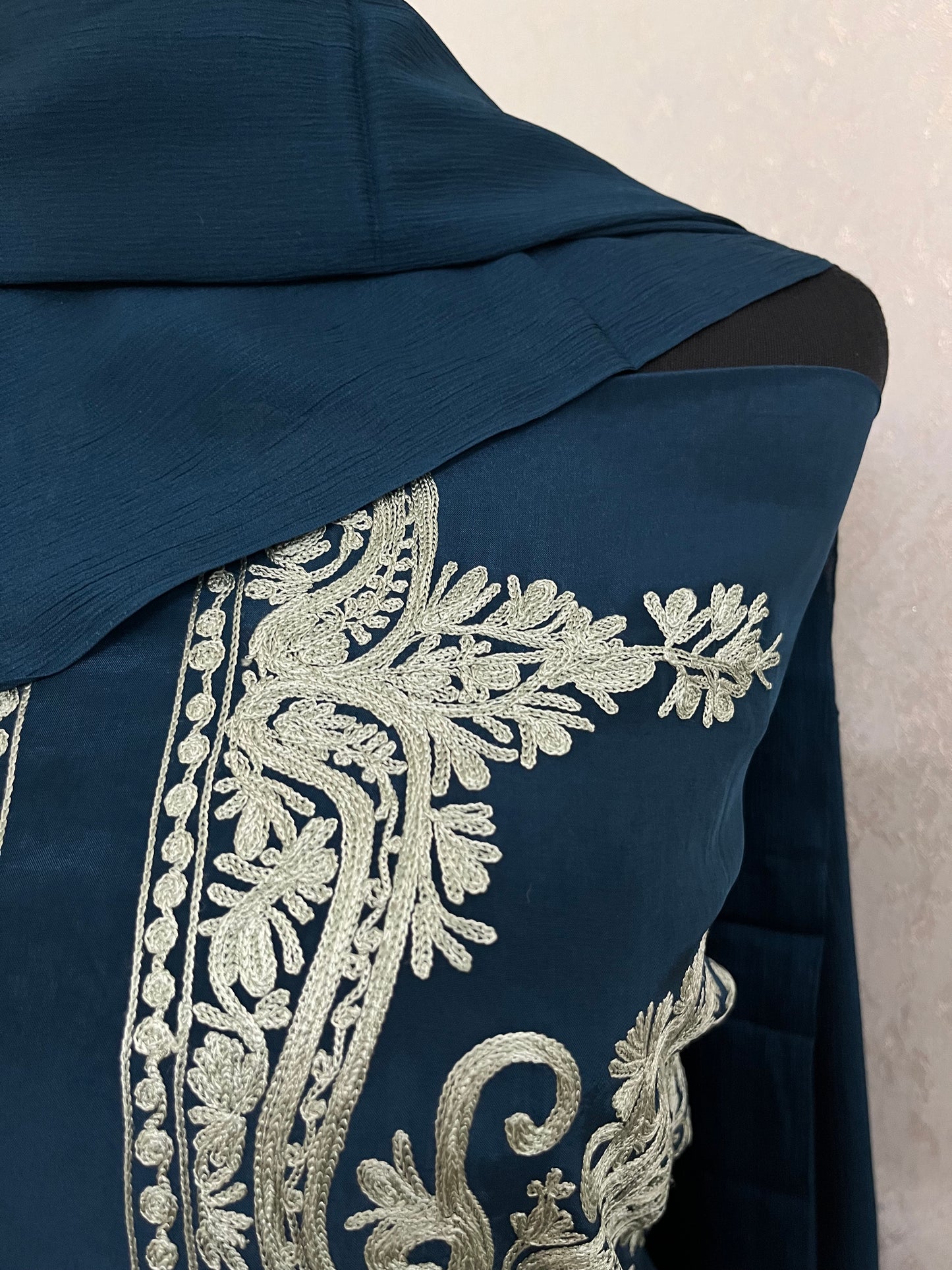 Blue Kalaa’ Crape Jacket Style Kashmiri Suit