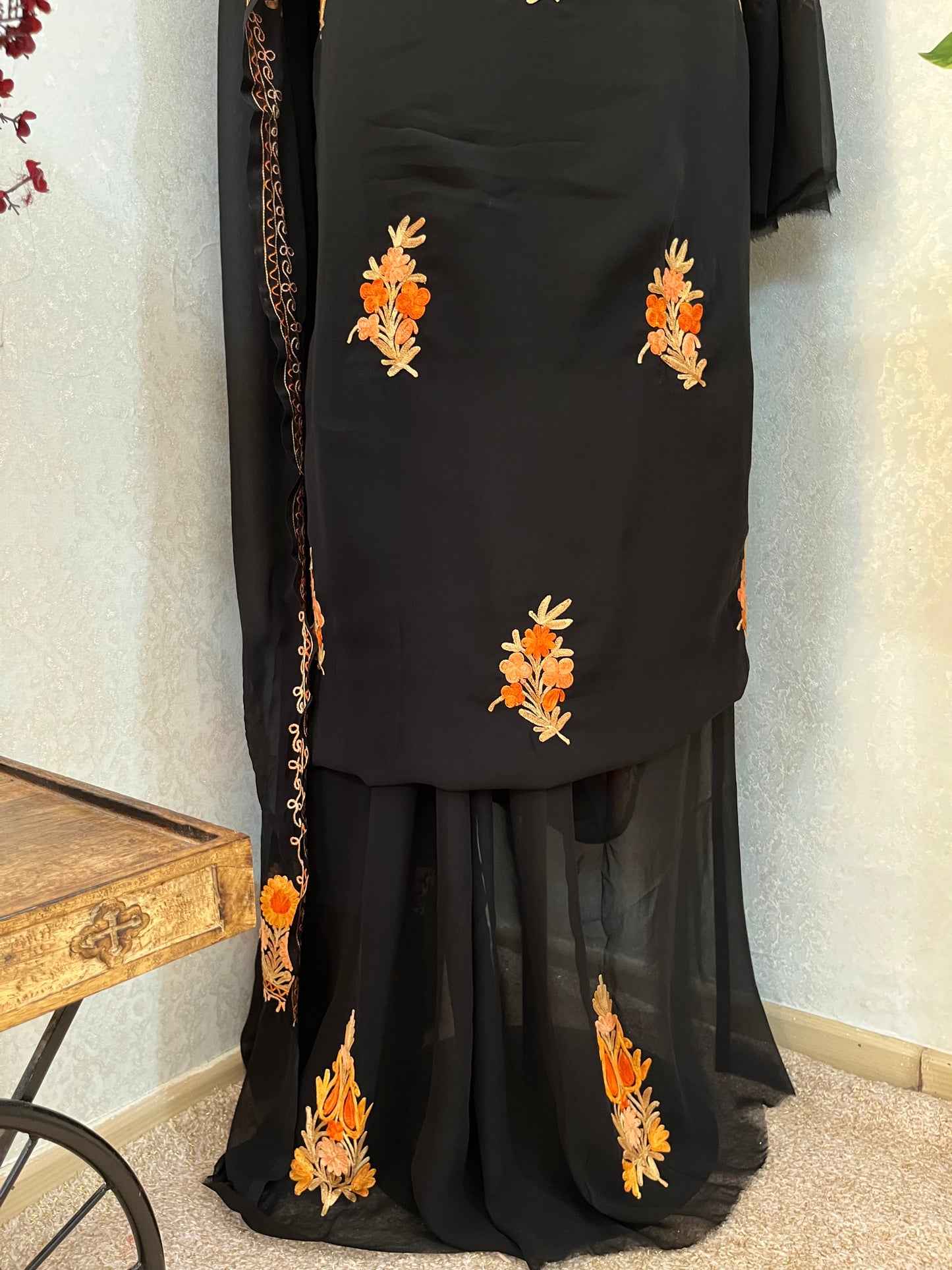 Georgette Black 3 Pc Aari Embroidered Suit Set