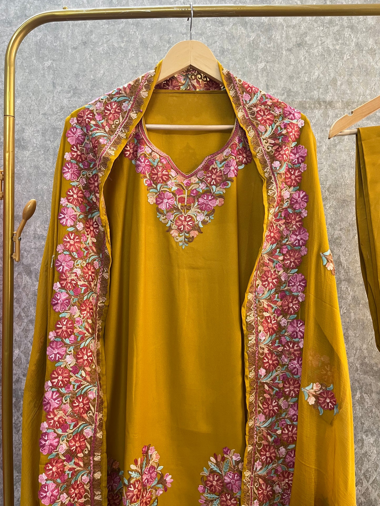 Gold Cotton Stitched Co-ord Set with dupatta (42)