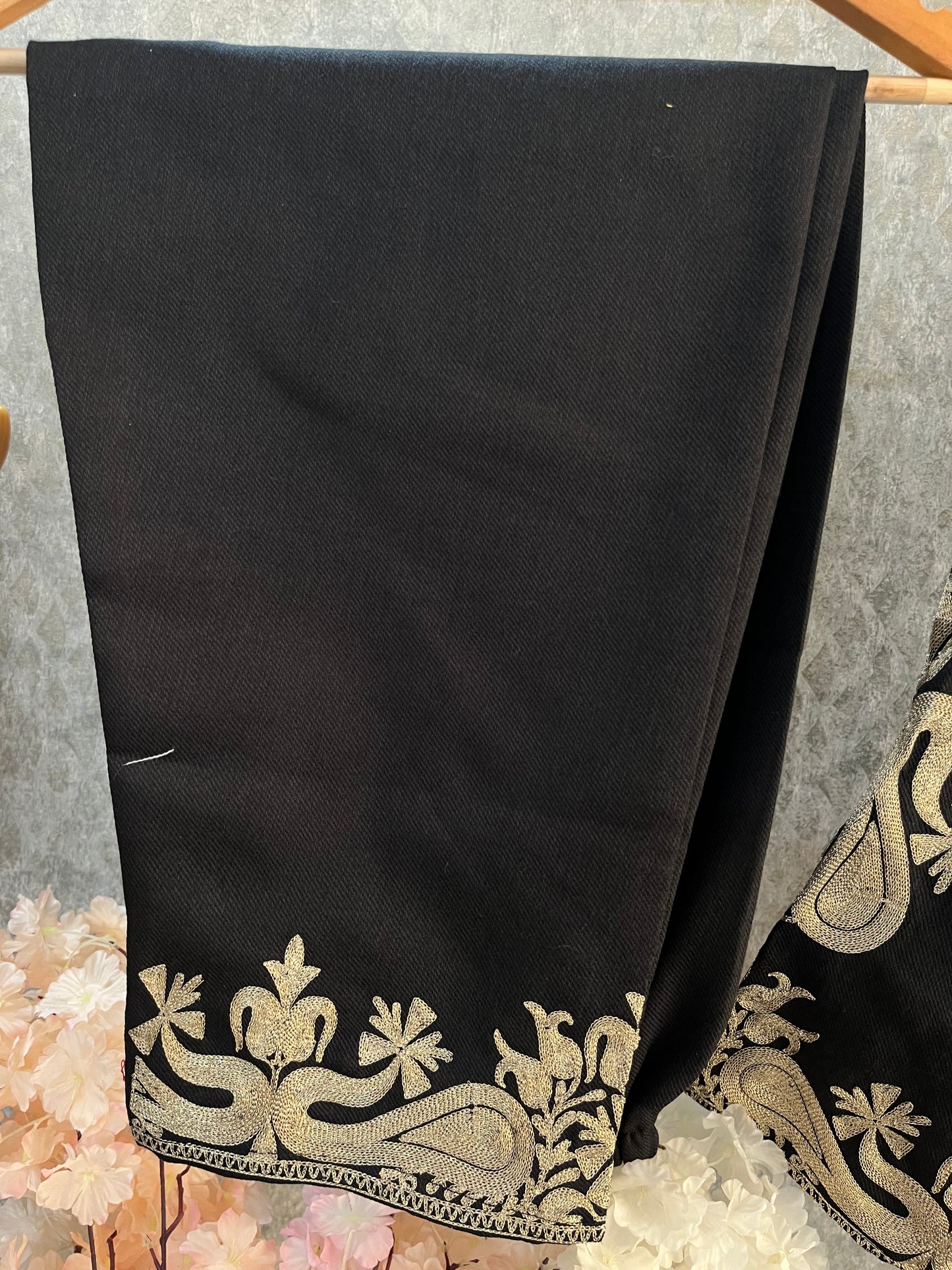 Black Woollen Kashmiri Co-Ord Set ( Size 46)