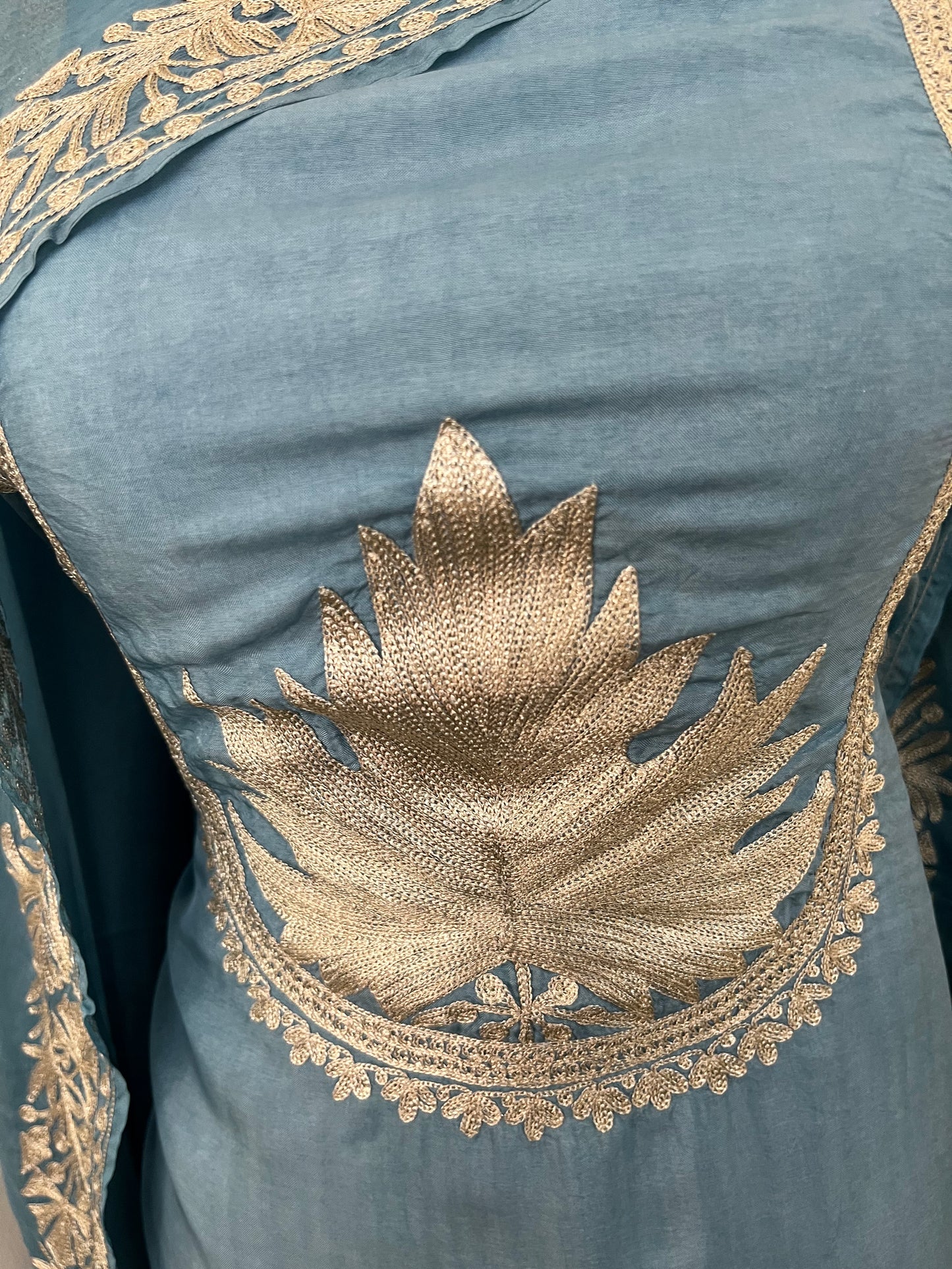Sanam’  Pastel Blue Tilla Embroidered Suit material