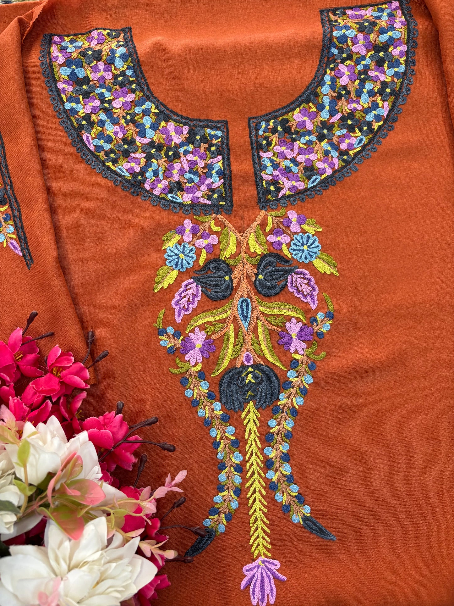 Orange Cotton Cord Set (Hand Embroidered)
