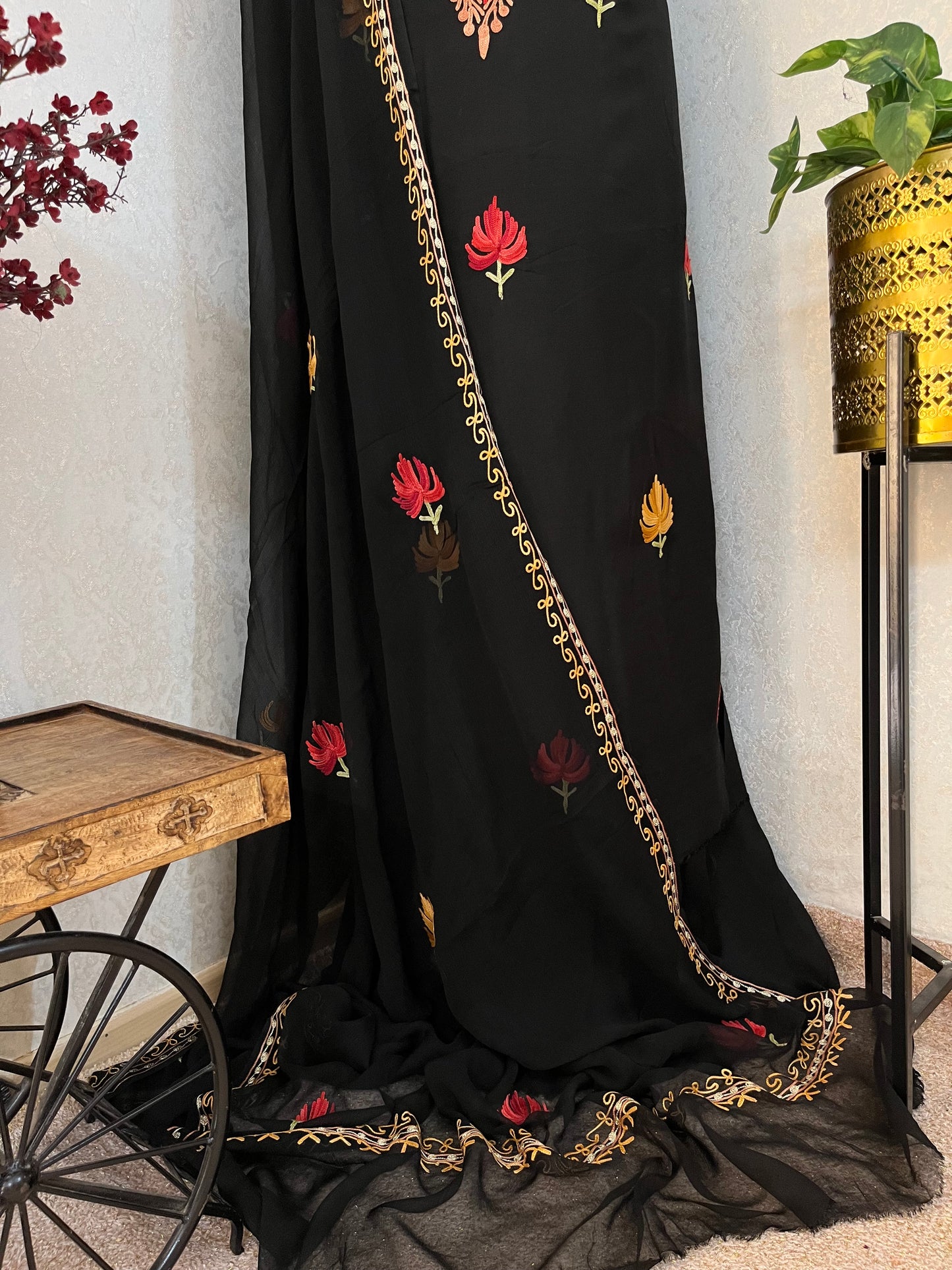 Black Muslin Cotton Aari Embroidered 3pc set