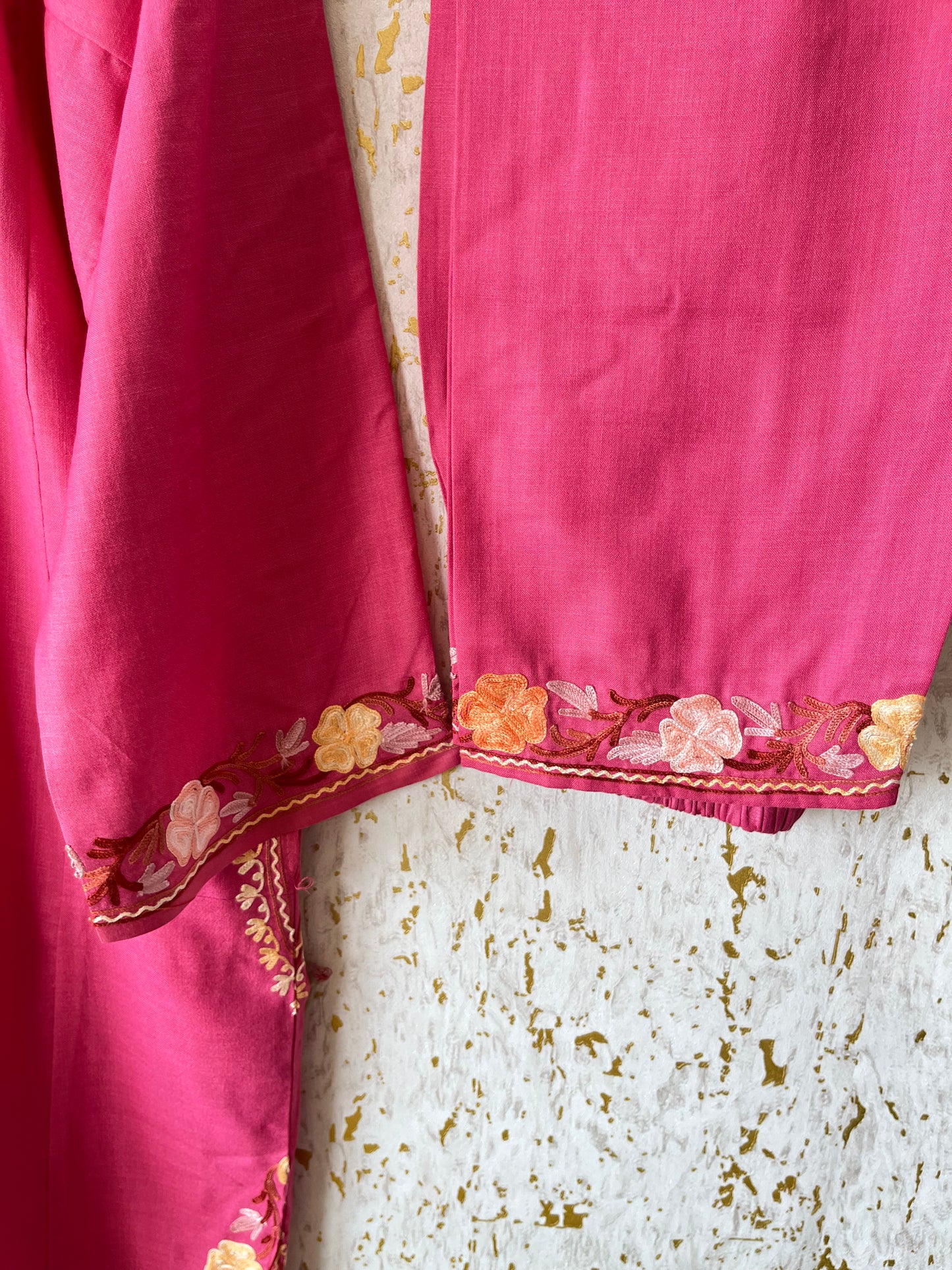 Pink Cotton Pheran Set (Free Size)