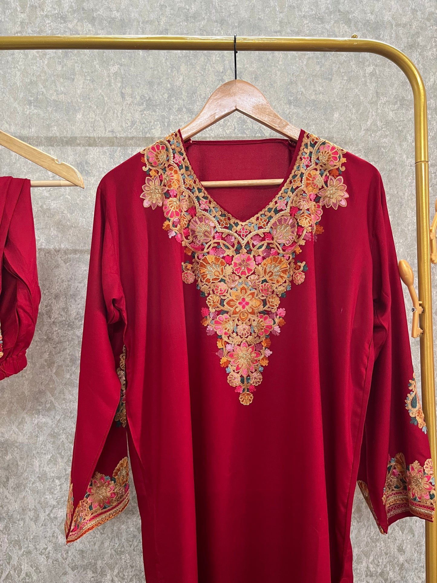 Maroon Cotton Stitched Co-ord Set( 42)