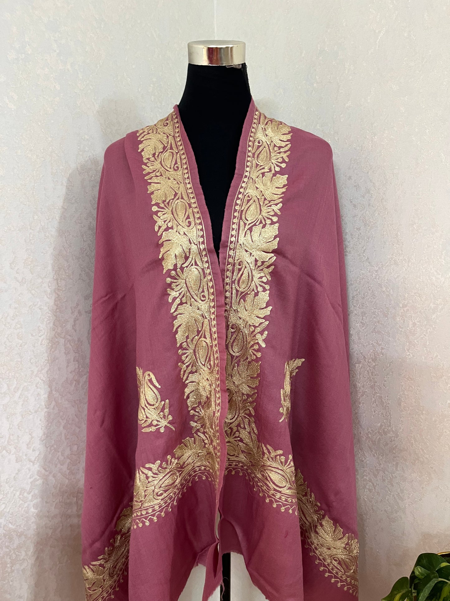 Pink Semi Pashmina Tilla stole