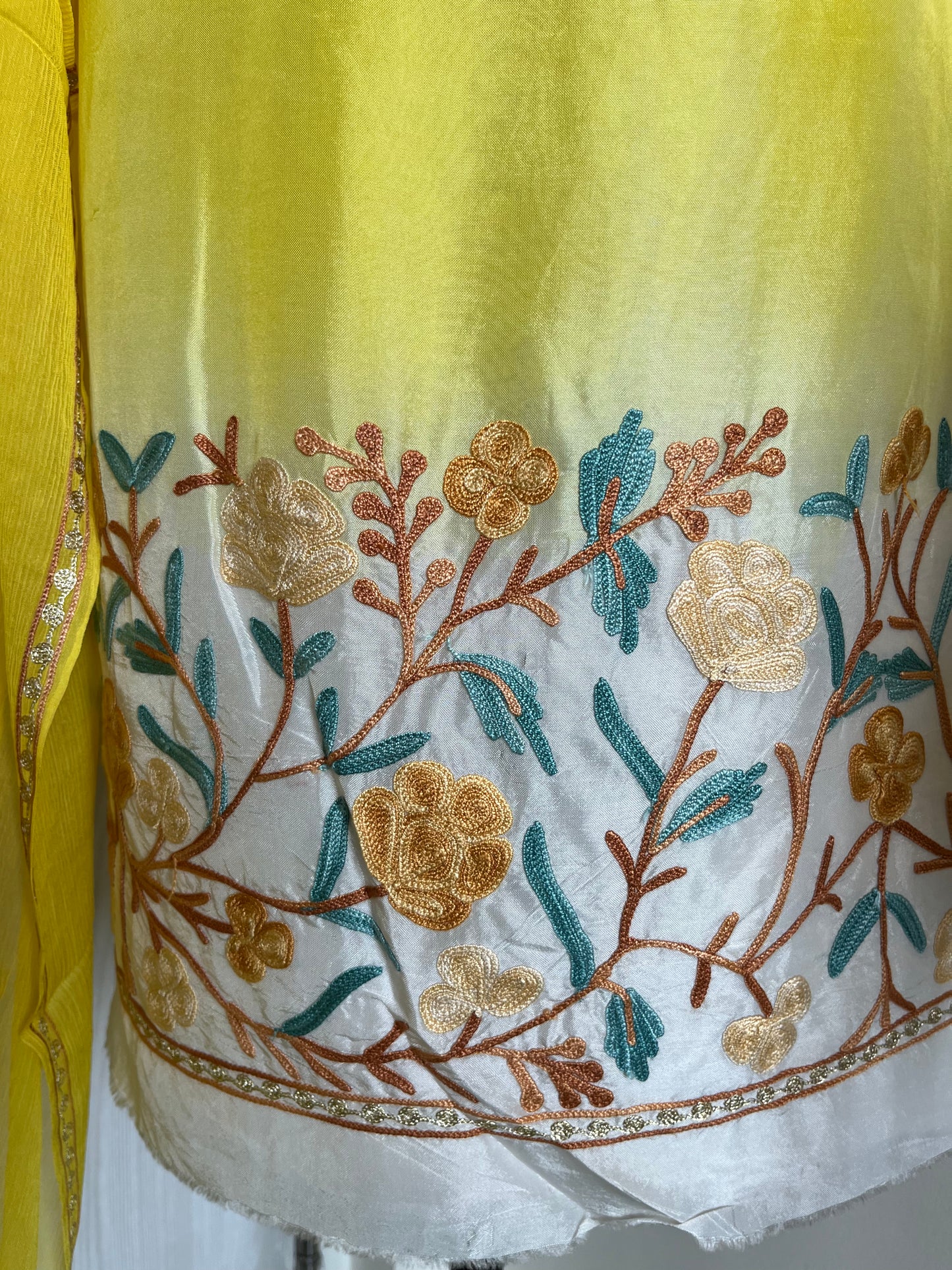 Yellow Opada Tye Dye Aari Embroidered Suit material