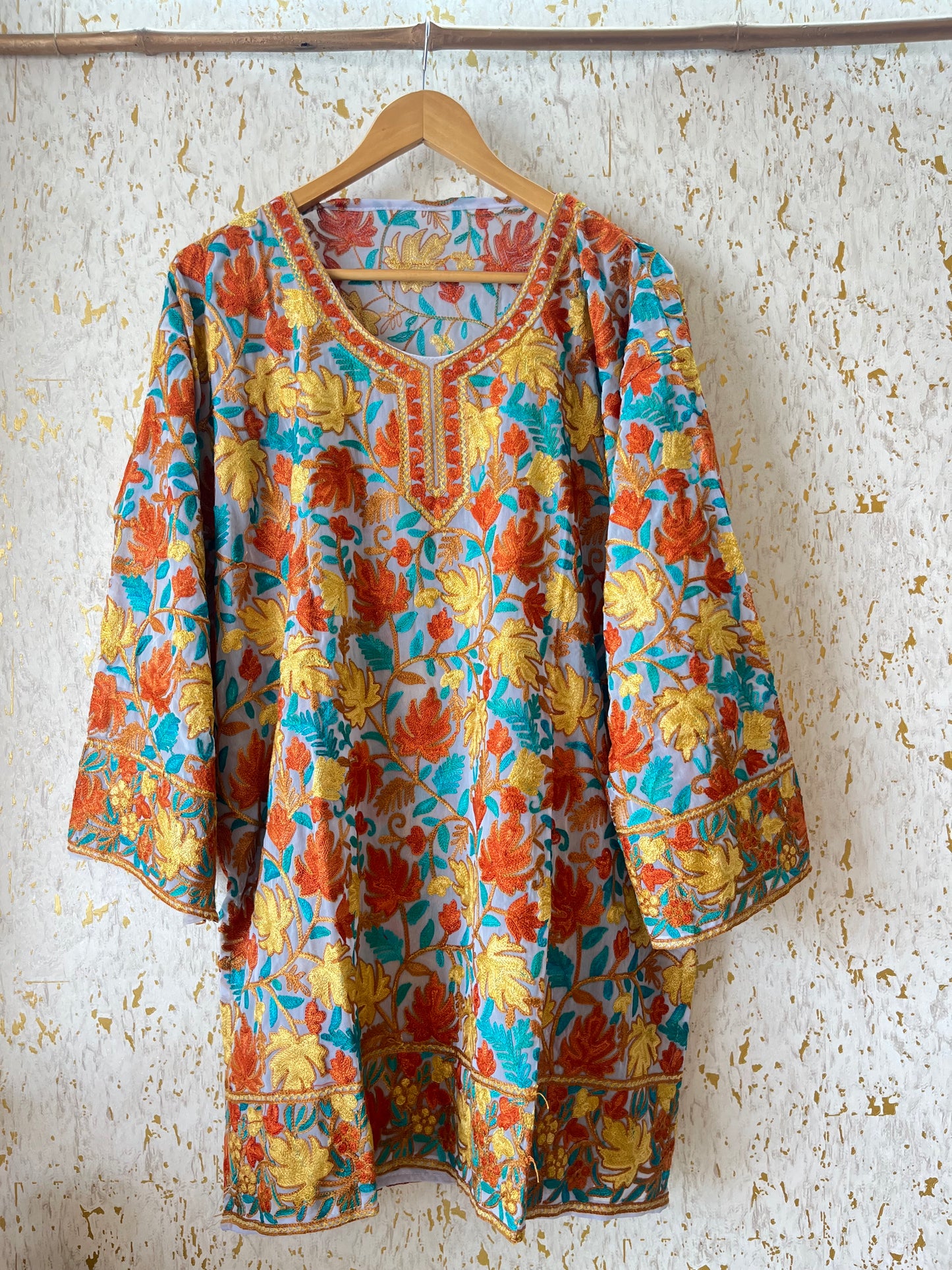 Grey Georgette Jaal Work (Front & Back) Aari Embroidered Stitch