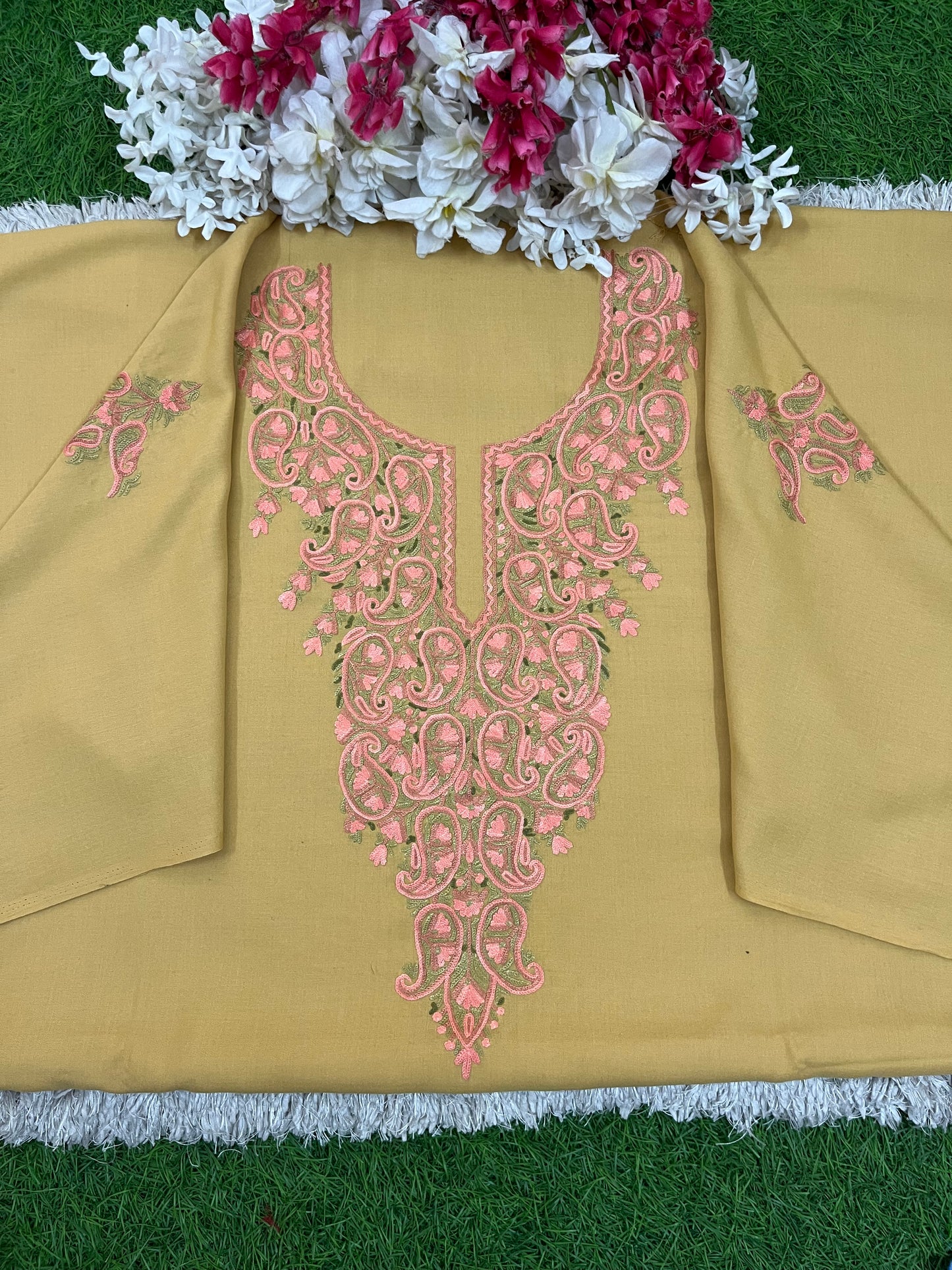 Beige Cotton Cord Set (Hand Embroidered)