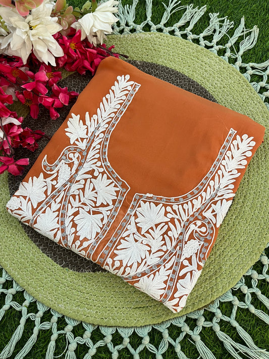 Soft Orange Georgette Kashmiri Kurta Material