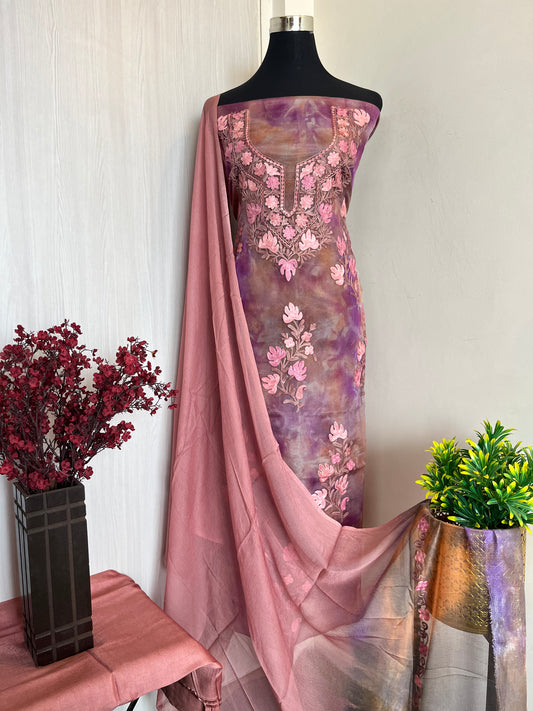 Tye-Dye Organza suit material with Pure Chiffon Dupatta