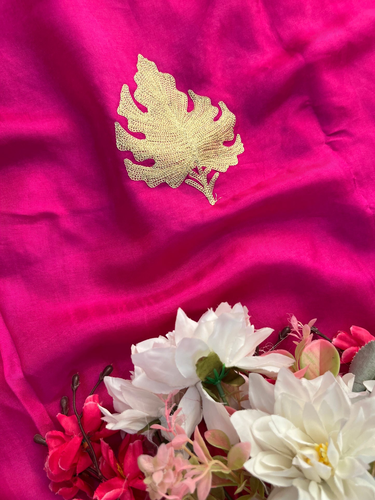 Hot Pink Silk Tilla Kashmiri Suit