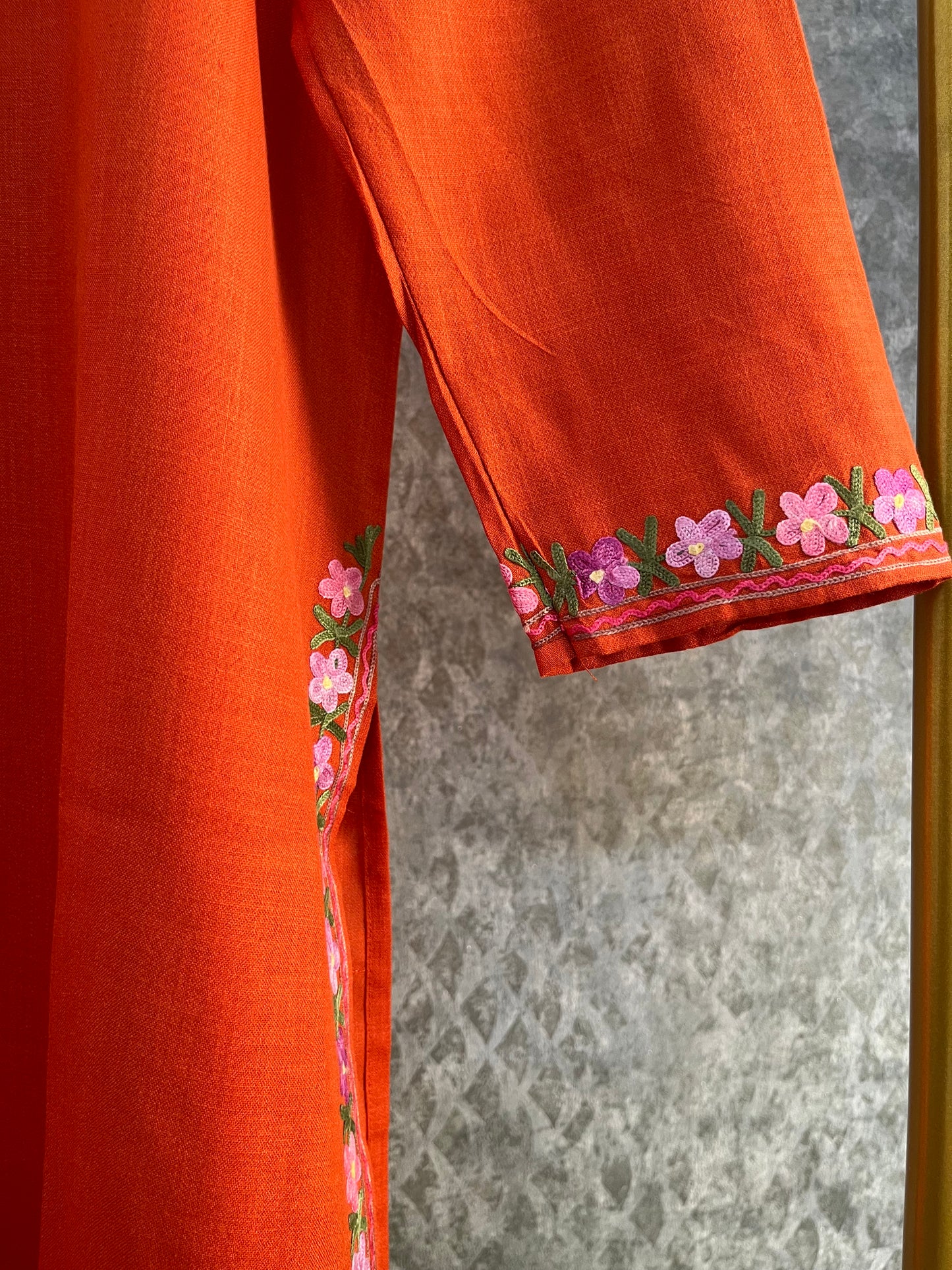 Orange Cotton Stitched Co-ord Set (44)
