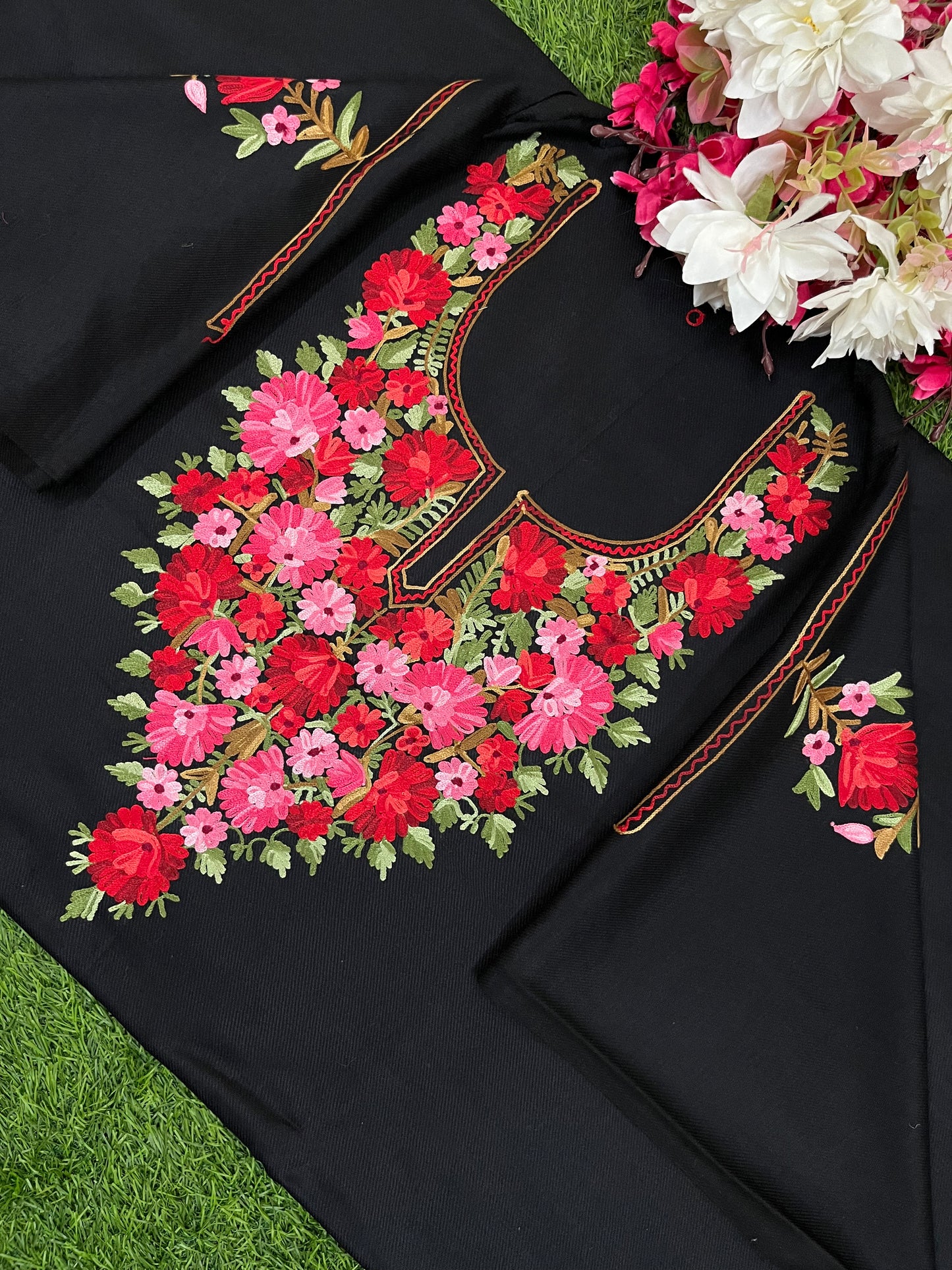 Black Woollen Aari Embroidered 3pc suit