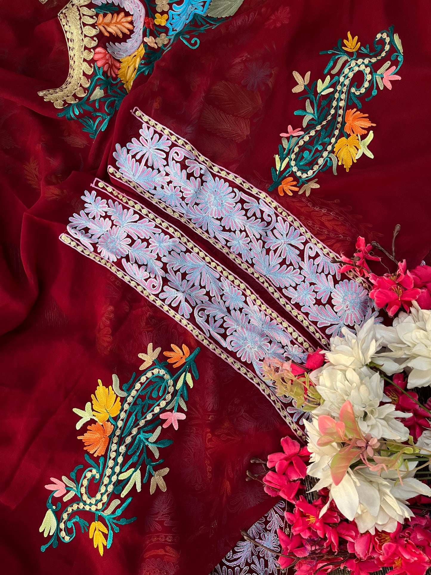 Maroon Premium Georgette Kashmiri Suit