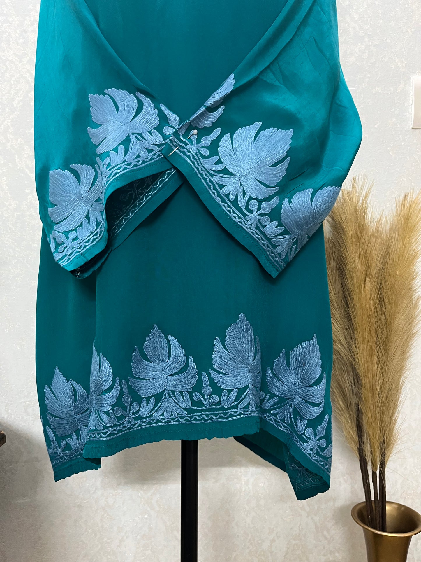 Green Stitched Crape Cord Set (46)