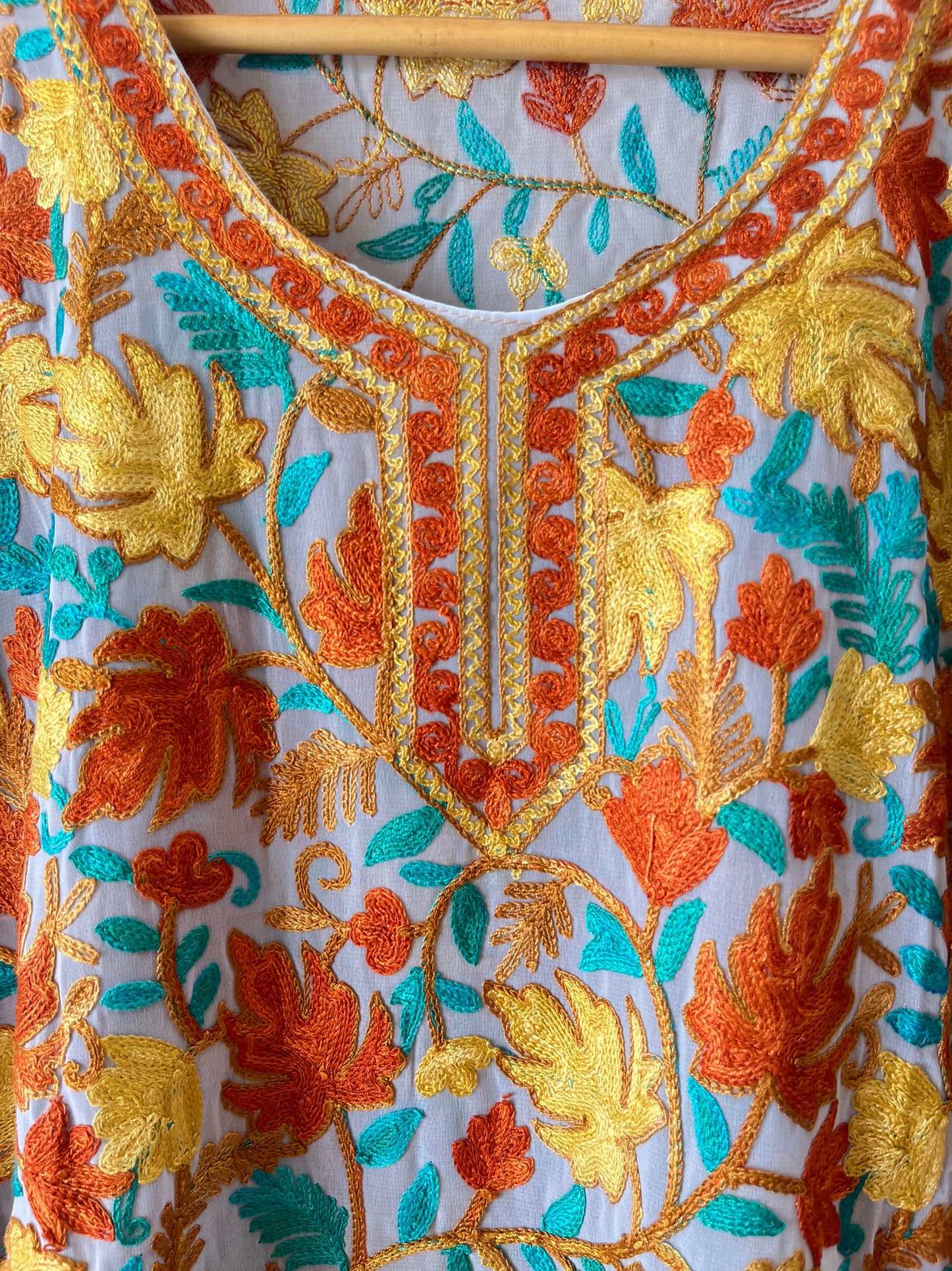 Grey Georgette Jaal Work (Front & Back) Aari Embroidered Stitch