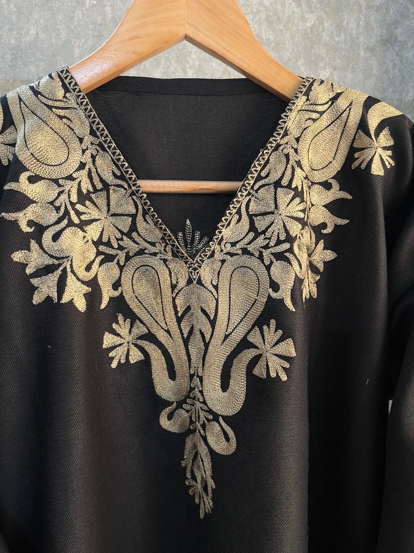 Black Woollen Kashmiri Co-Ord Set ( Size 46)