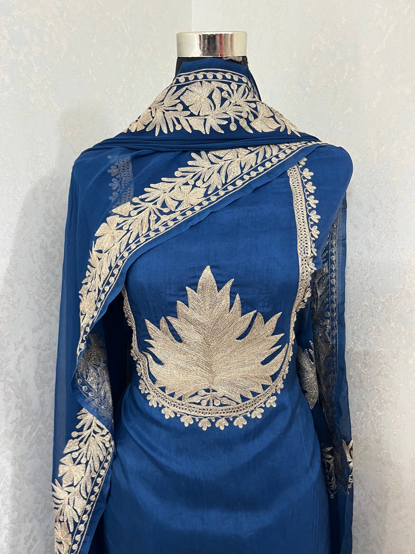 Electric Blue Sanam’ Tilla Kashmiri Silk Suit