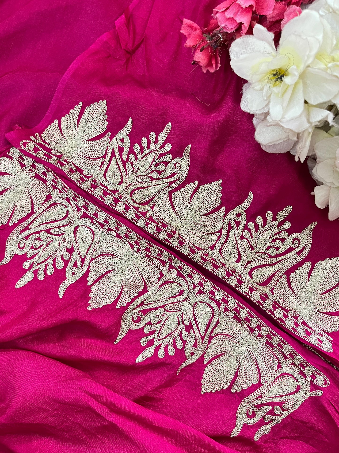 Sanam Hot Pink Silk Kashmiri Suit