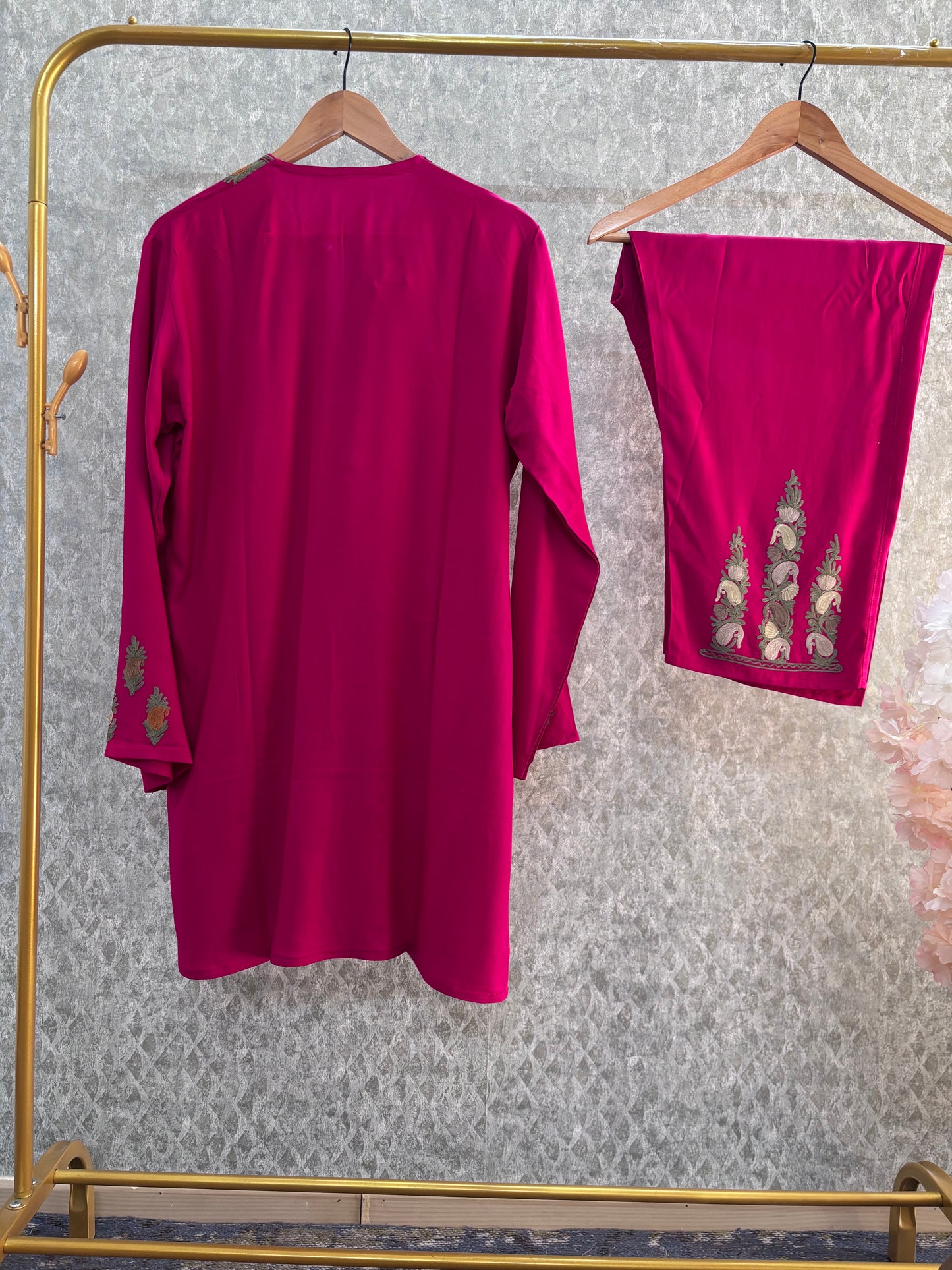 Hot pink Cotton Cord Set (42)