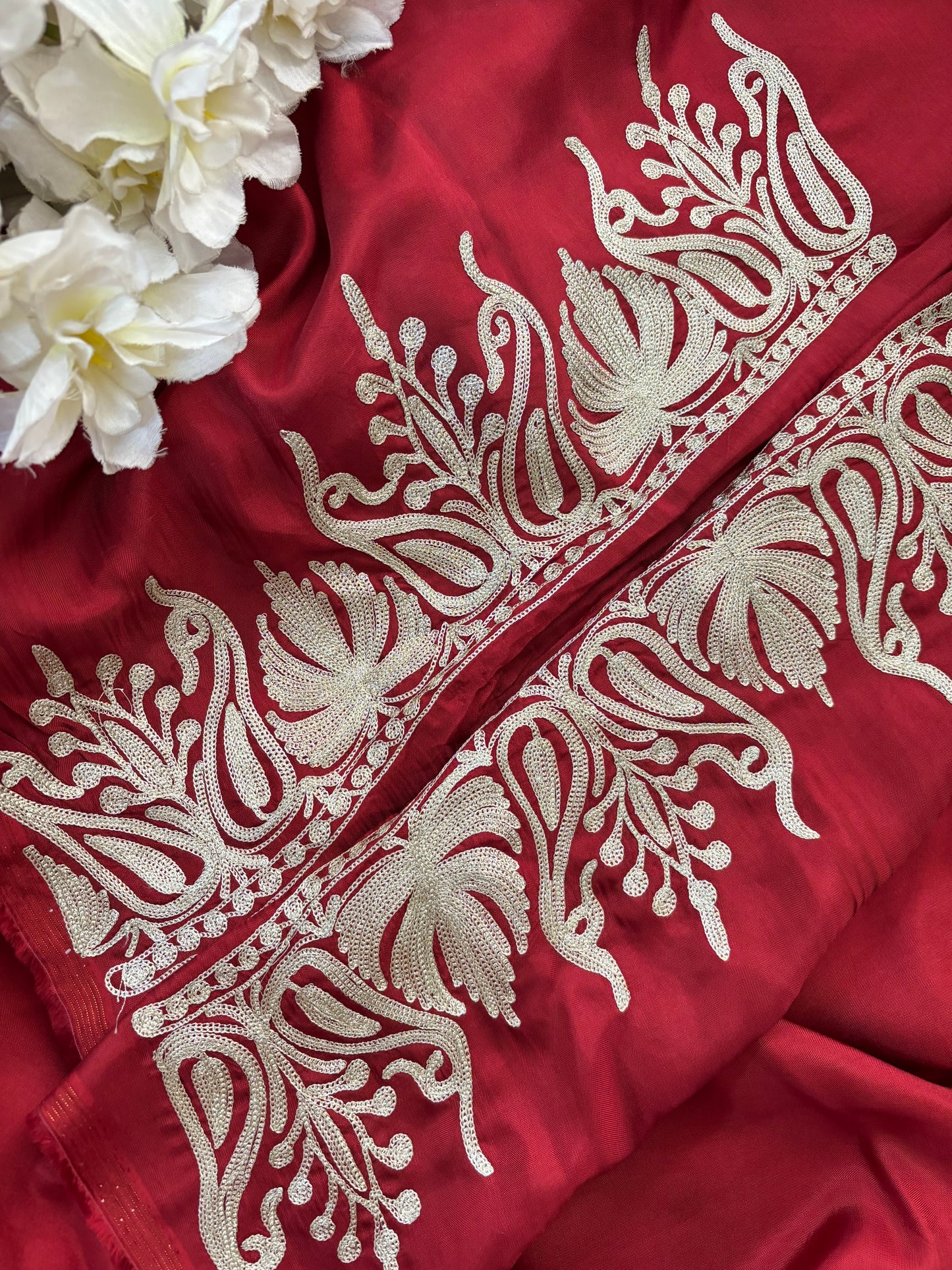 Sanam Maroon Silk Kashmiri Suit