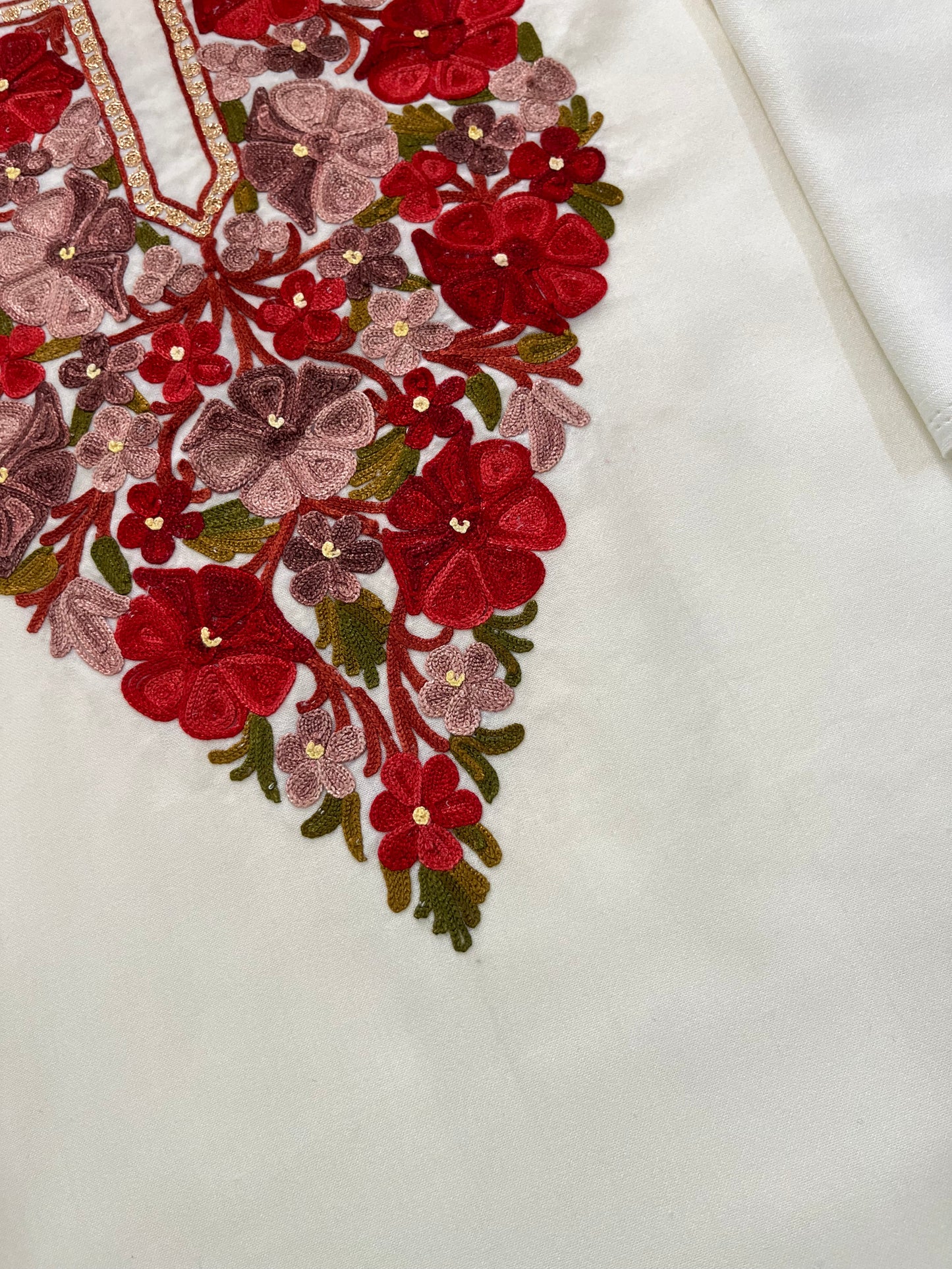 Off White Cotton Cord Set (Aari Embroidered)