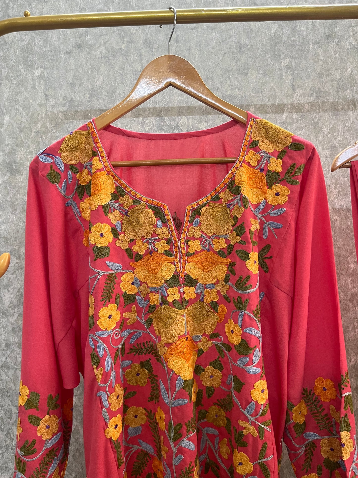 Pink Cotton Front Jaal Pheran Set  Size (48)