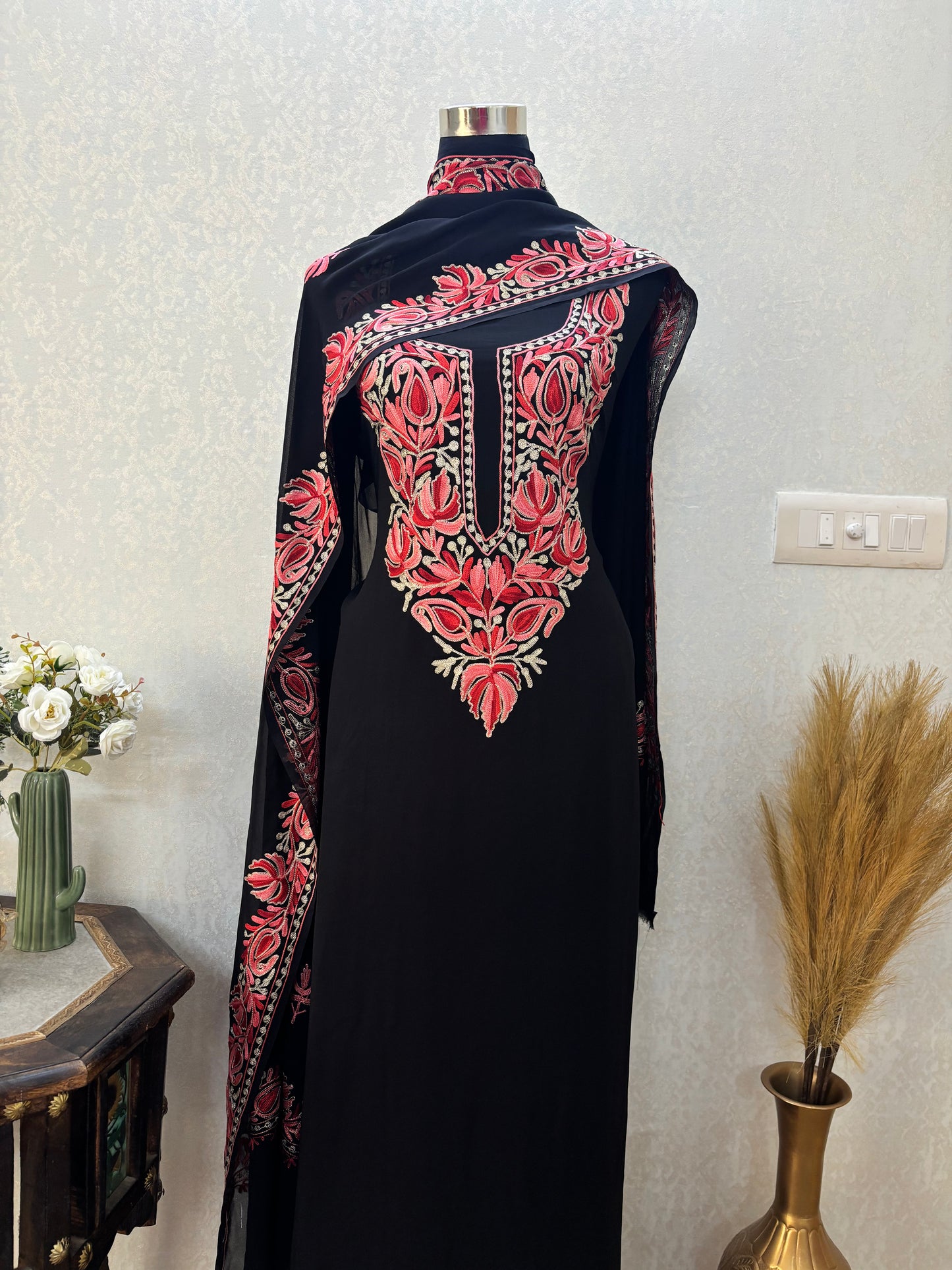 Black Pure Georgette Kashmiri Suit