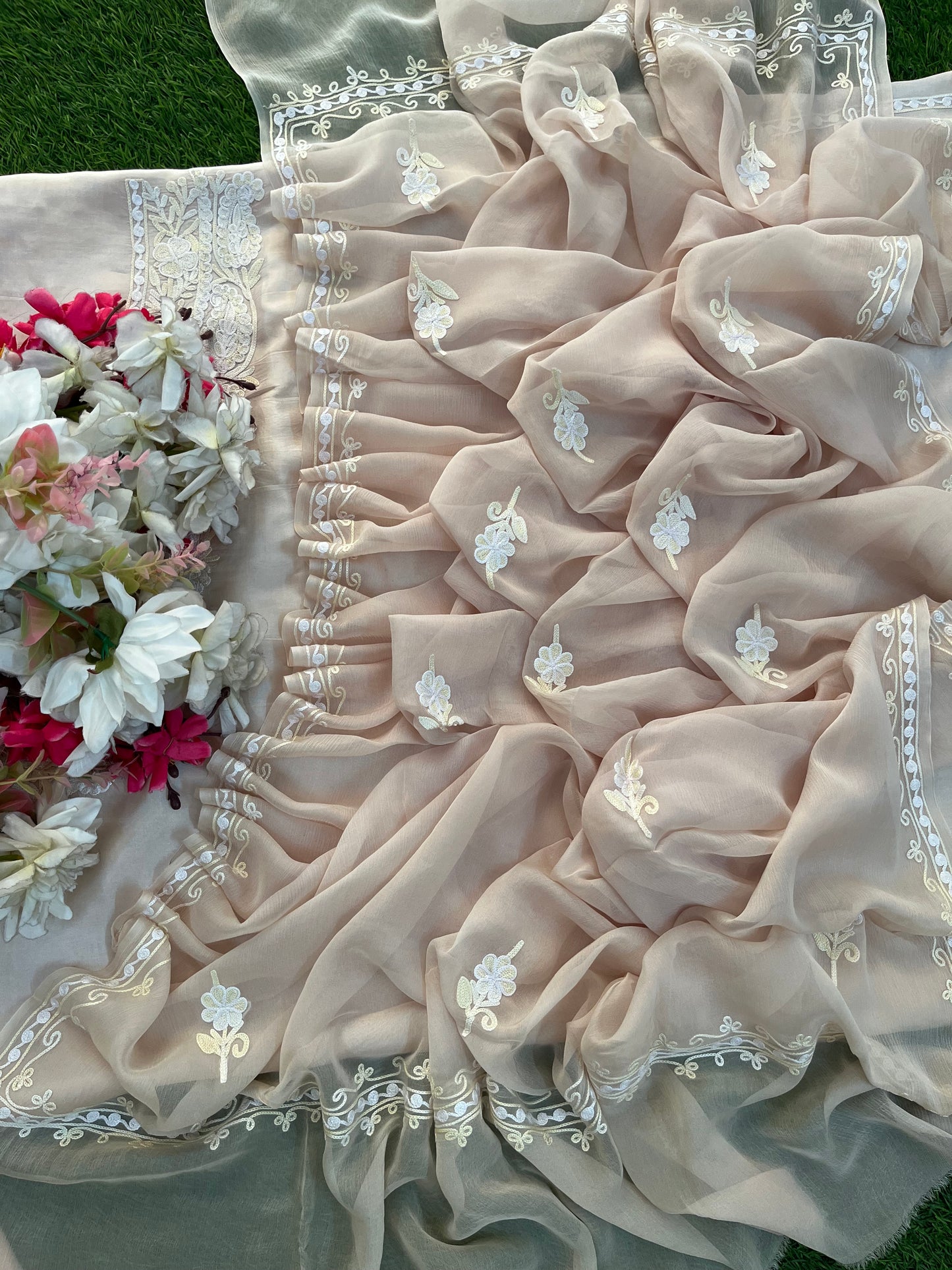 Ivory Opada Silk Kashmiri Suit