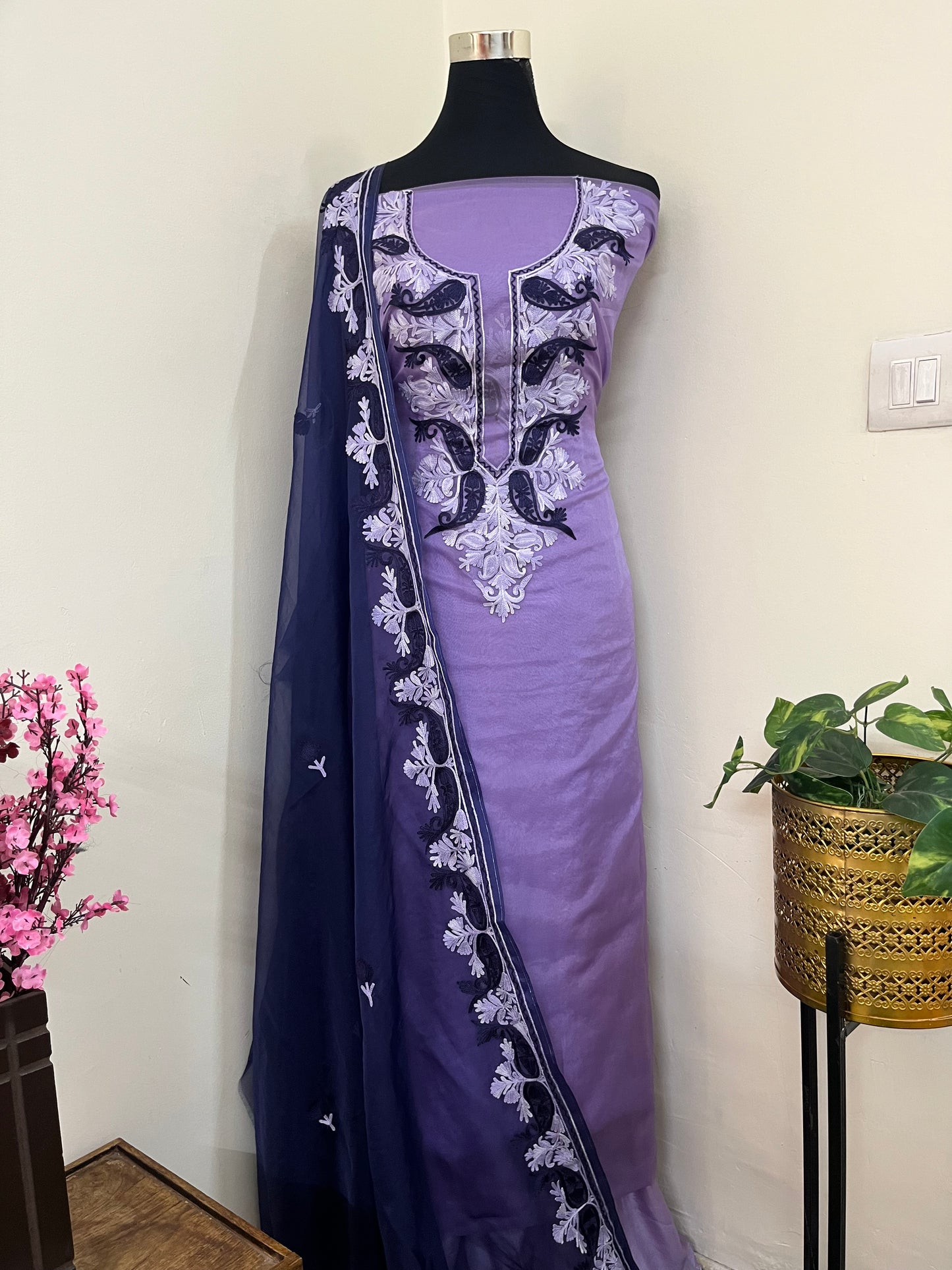 Lilac Soft Tissue Kashmiri Suit