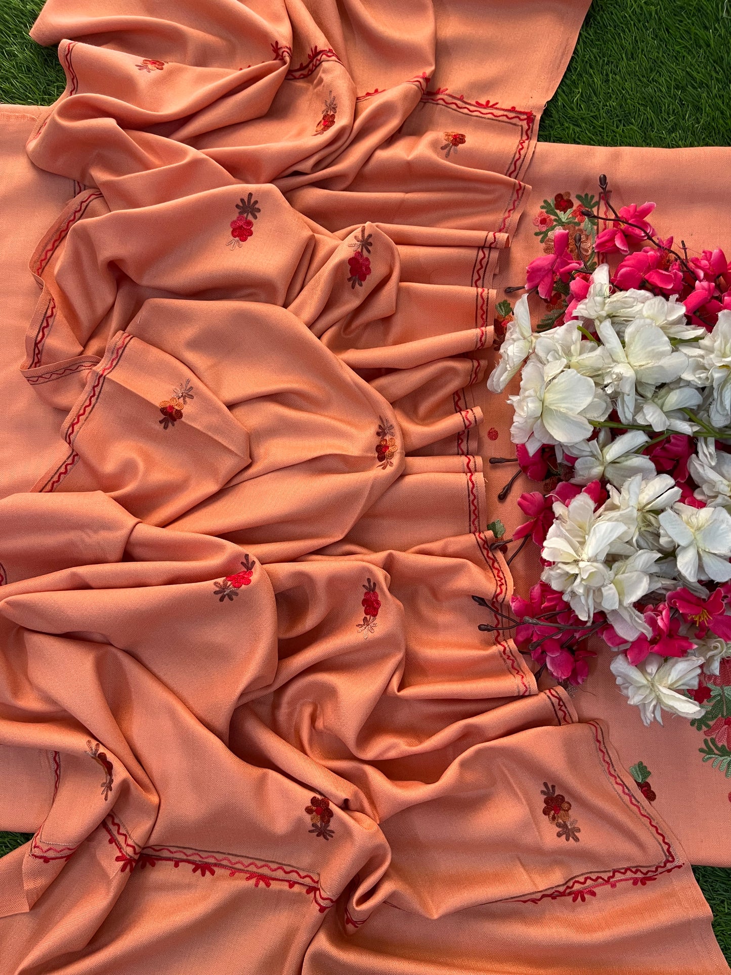 Rose Pink Woollen Aari Embroidered 3pc suit