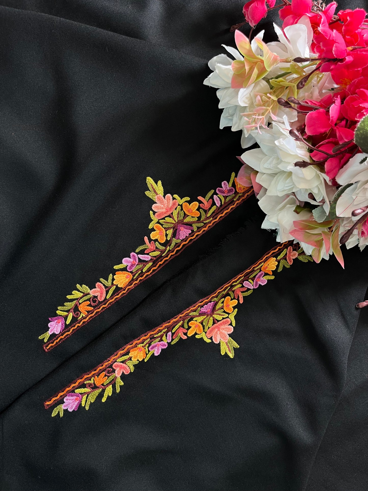 Black Cotton Cord Set (Hand Embroidered)