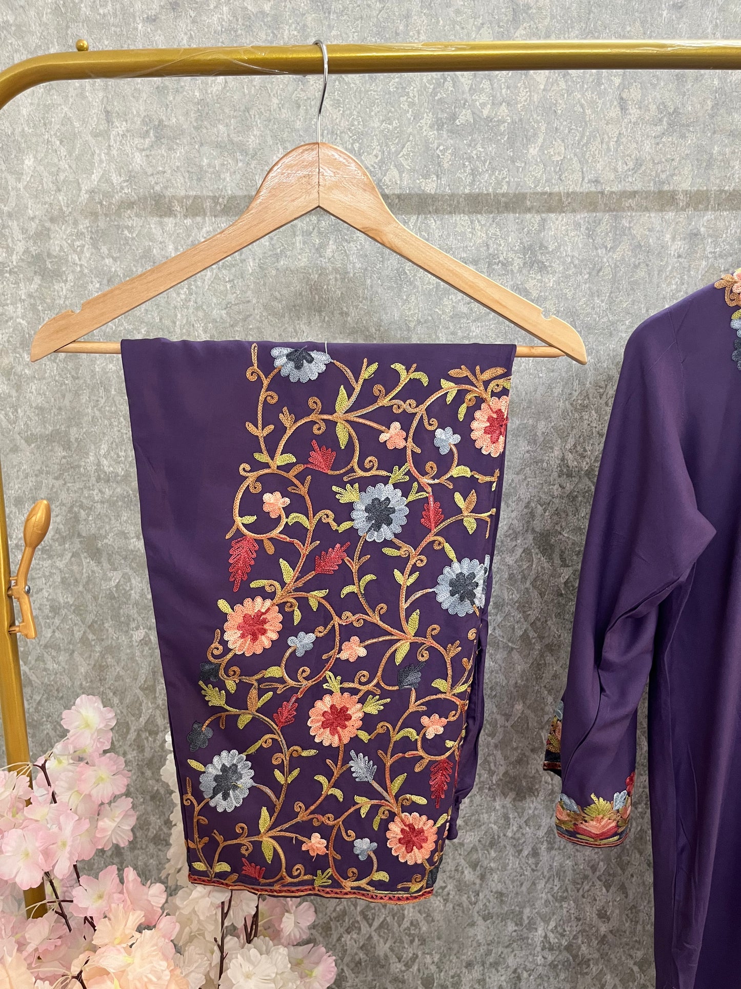 Purple Cotton Stitched Co-ord Set(42)