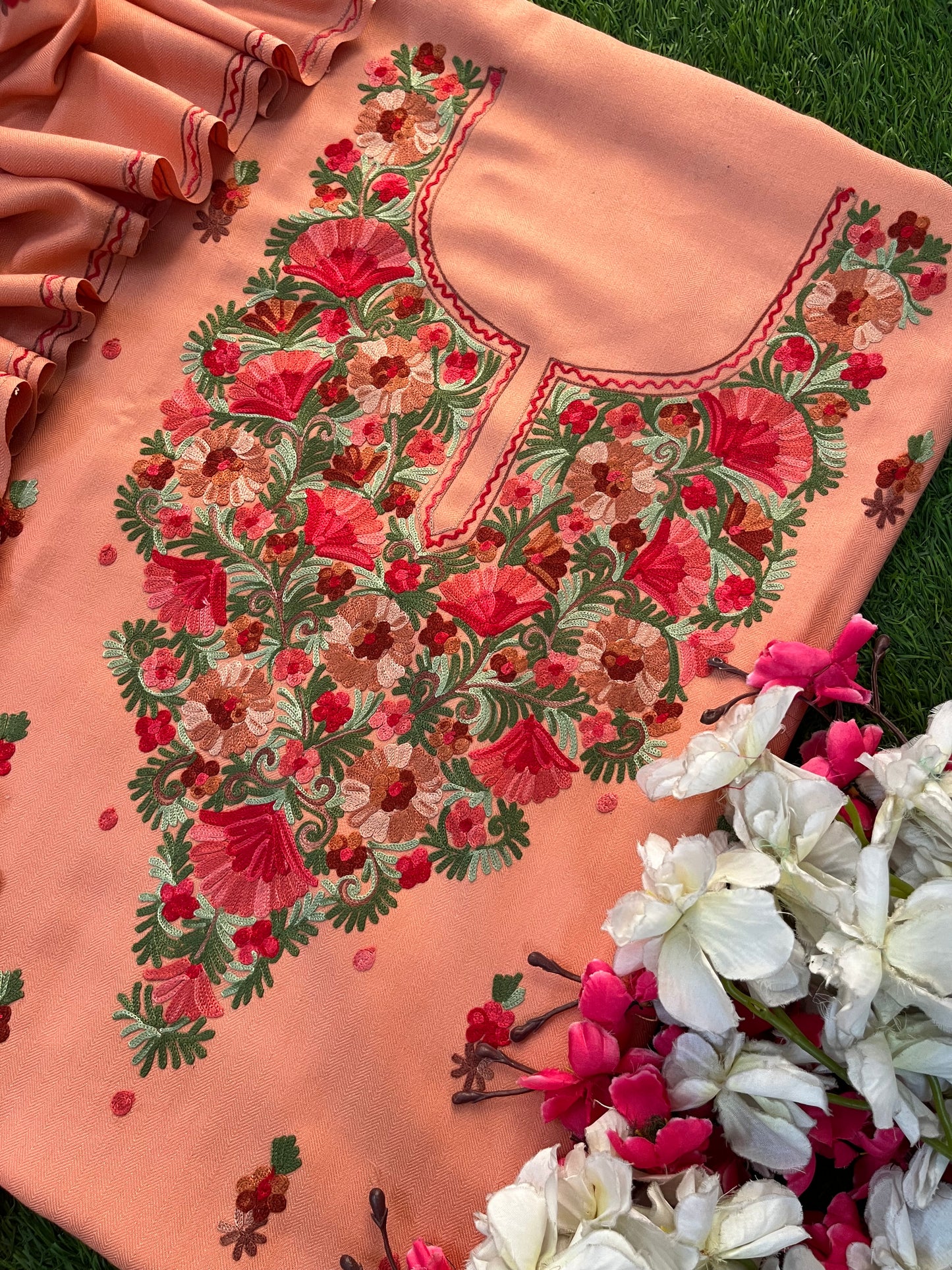Rose Pink Woollen Aari Embroidered 3pc suit