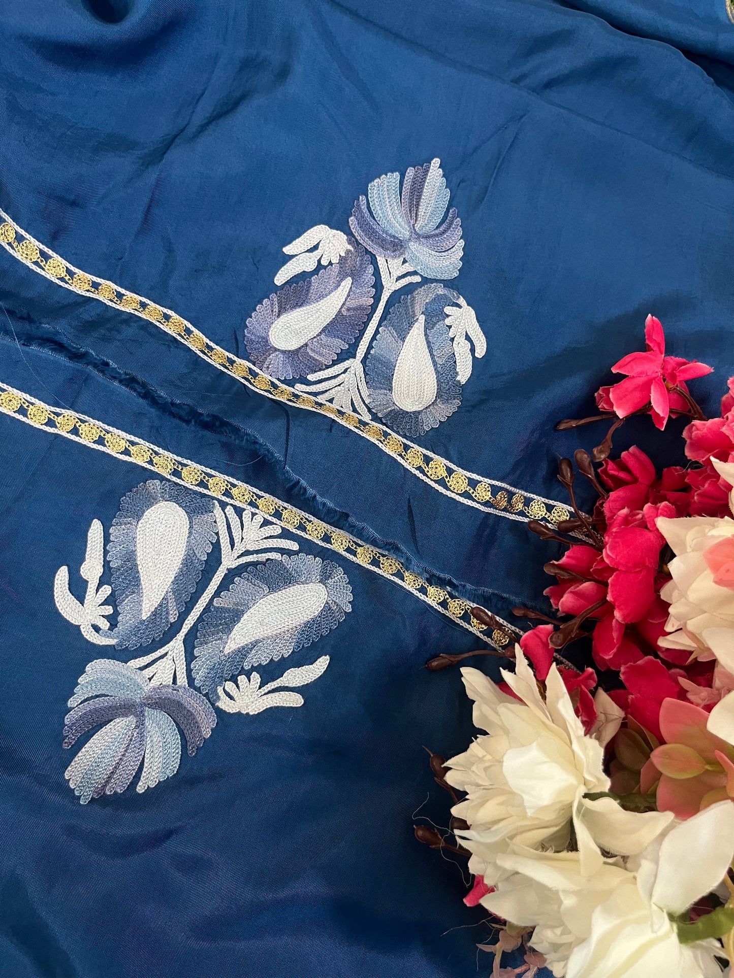 Soft Blue Opada Silk Kashmiri Suits