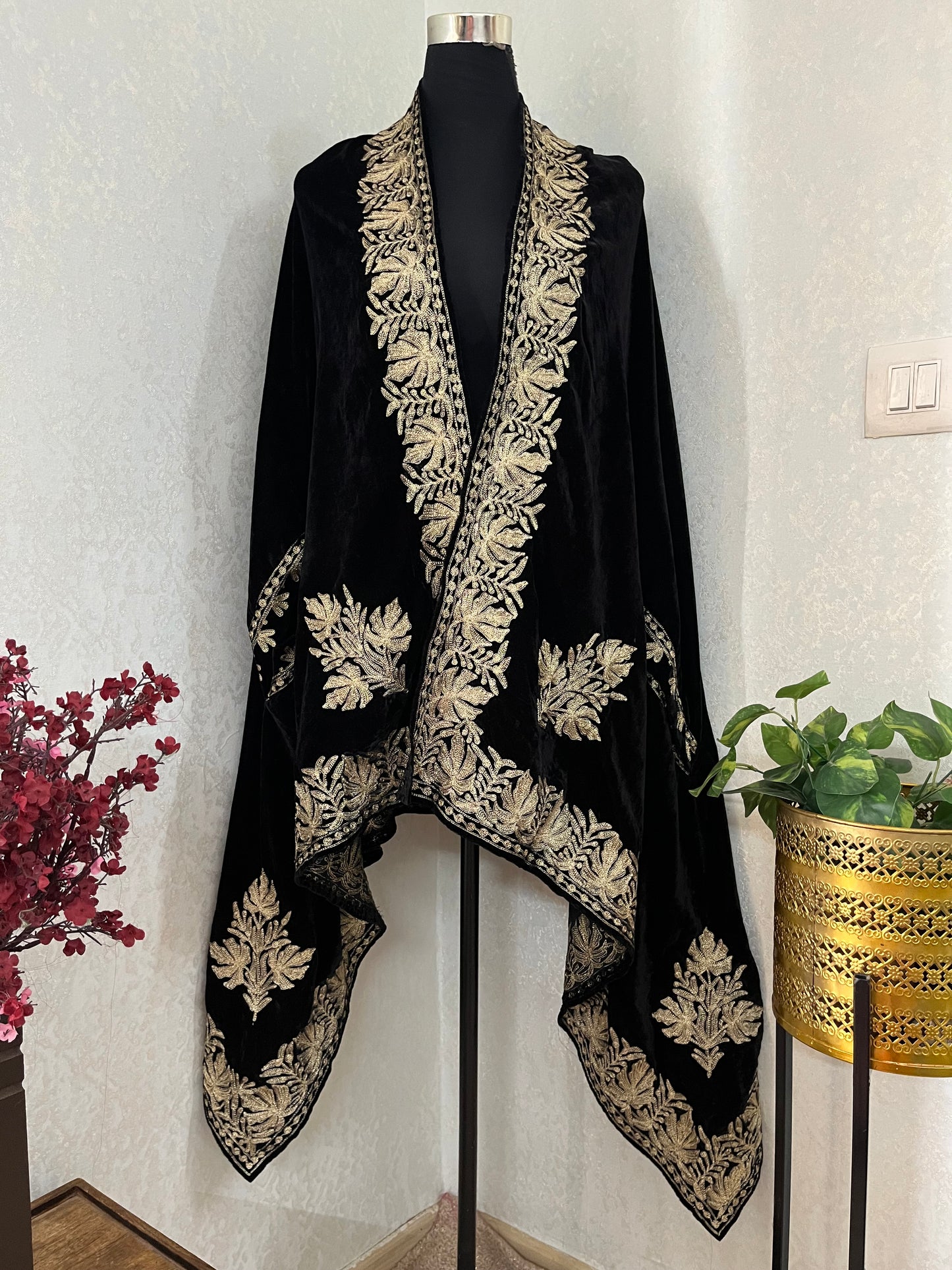 Black Tilla Embroidered Velvet Cape