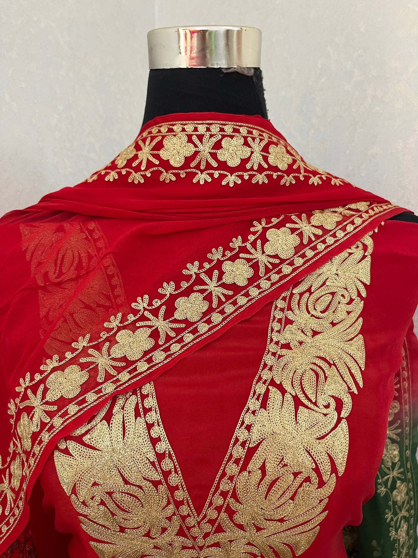 Sanam Red Silk Kashmiri Suit