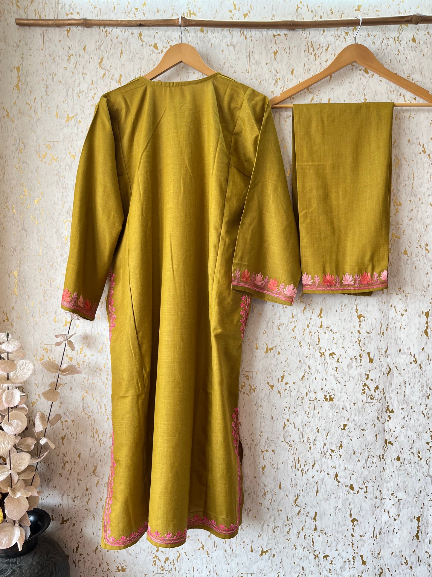 Henna Color Cotton Pheran Set (Free Size)