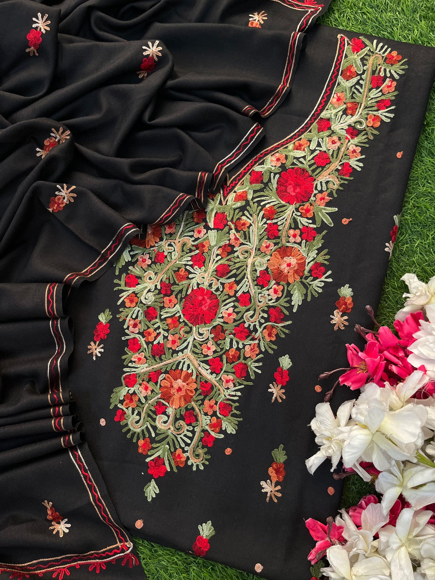Black Woollen Aari Embroidered 3pc suit