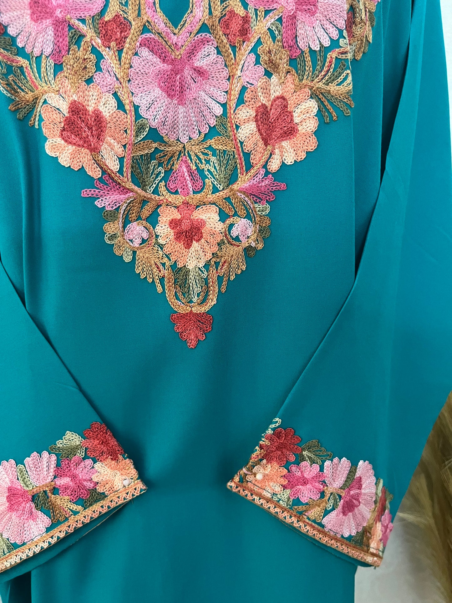 Teal Blue Cotton Stitched Co-ord Set(42)