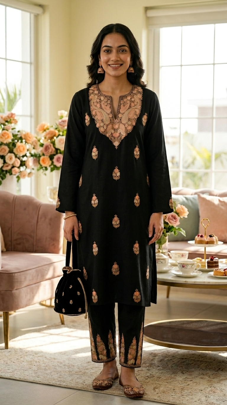 Black Cotton Cord Set (Free Size(40)