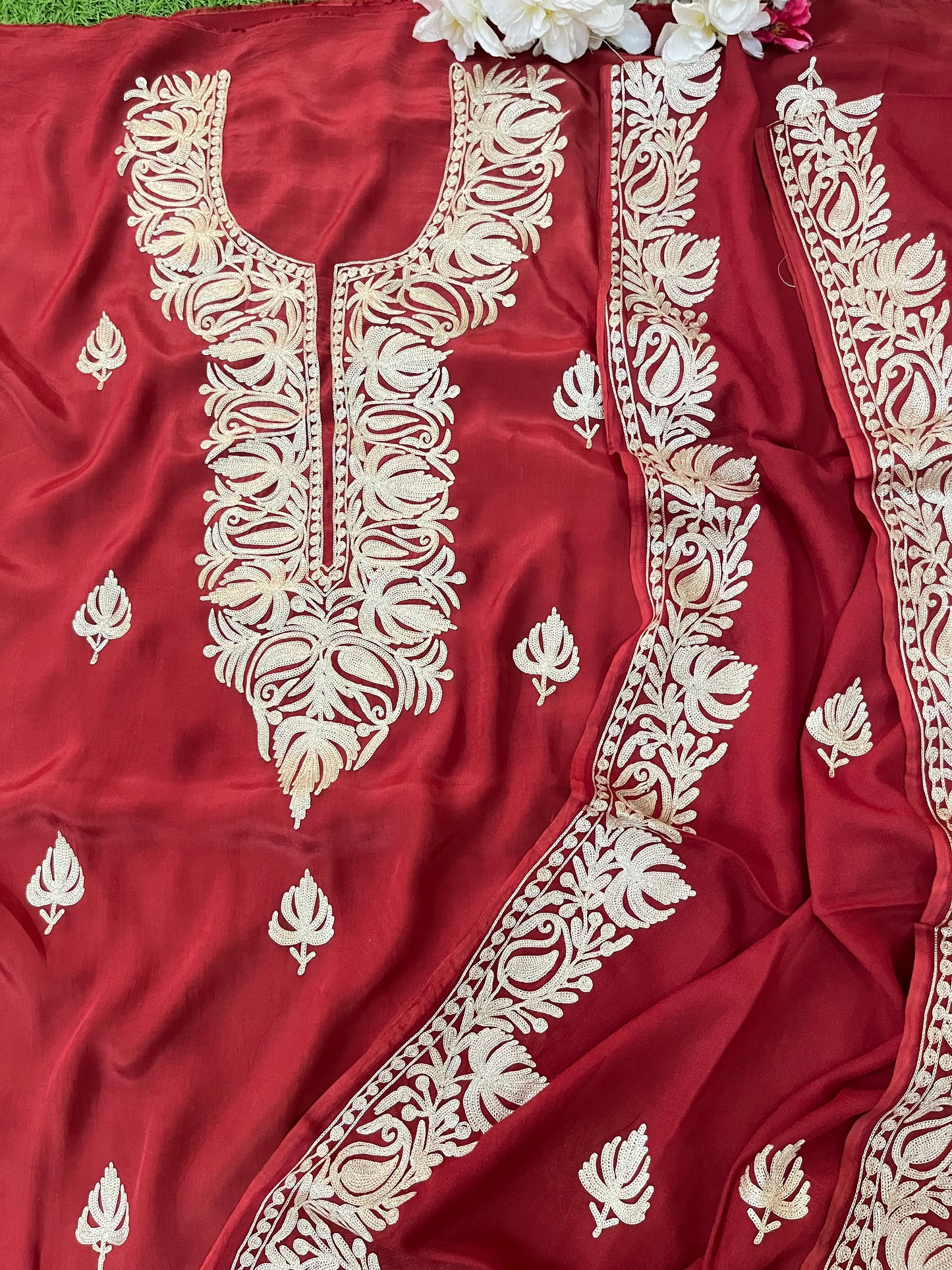 ‘Kalaa’ Rust Crape Kashmiri Suit