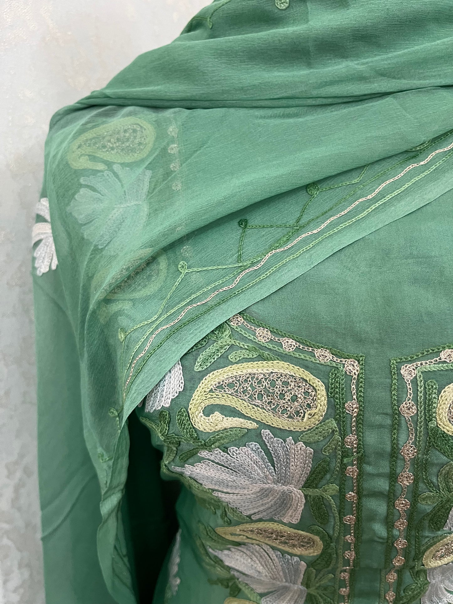 Pastel Green Opada Silk Kashmiri Suits