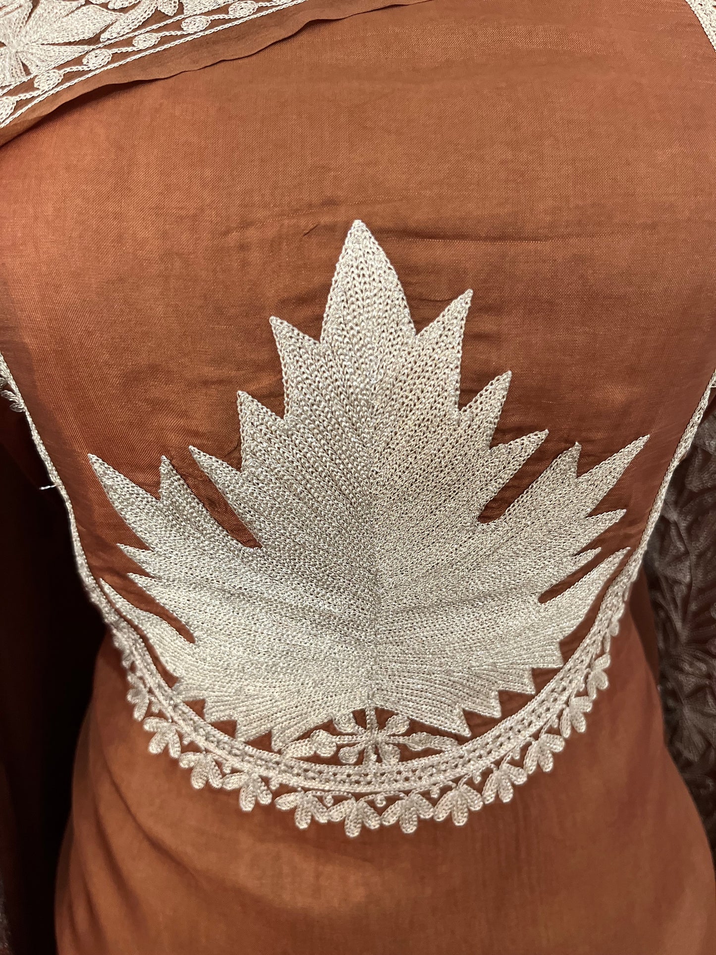 Coffee Brown Sanam’ Tilla Kashmiri Silk Suit