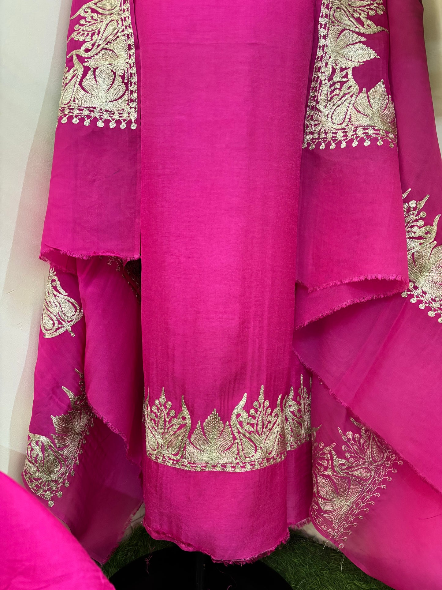 Sanam Hot Pink Silk Kashmiri Suit