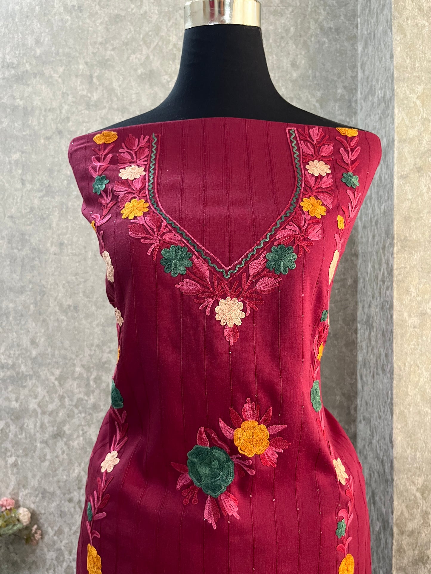 Burgund Cotton Unstitched Co-ord Set