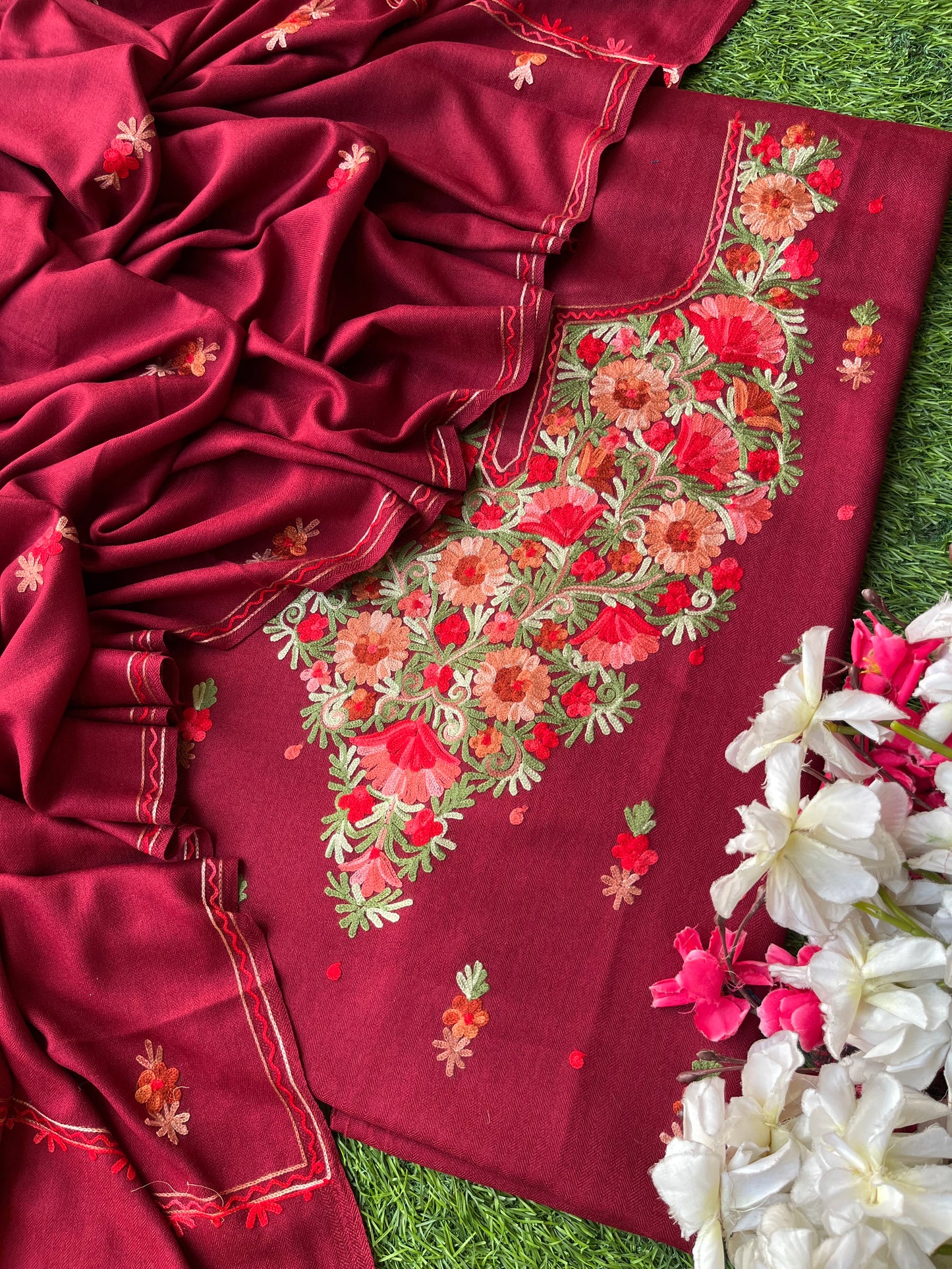 Coke Woollen Aari Embroidered 3pc suit